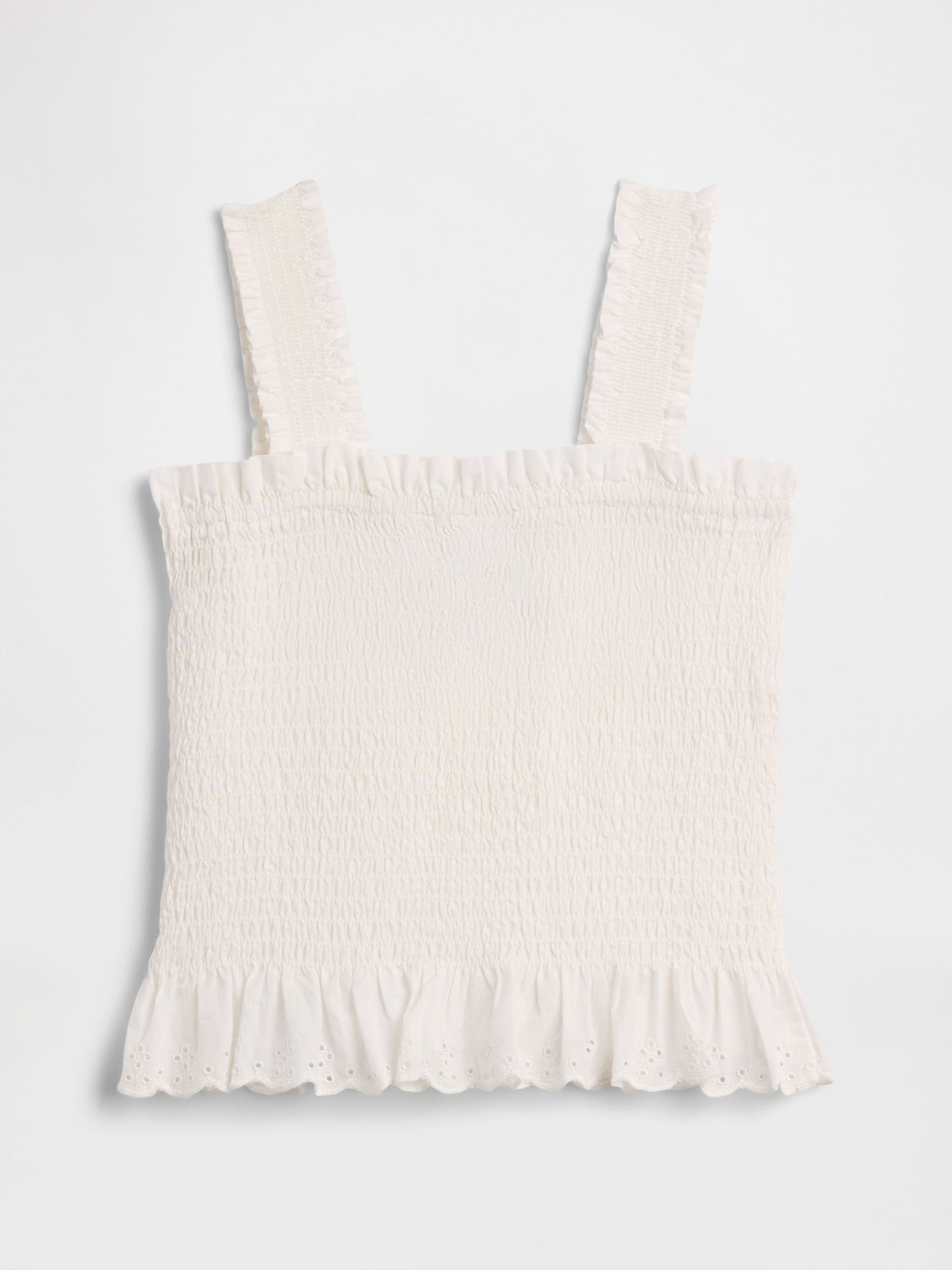 White - Smocked Peplum Top