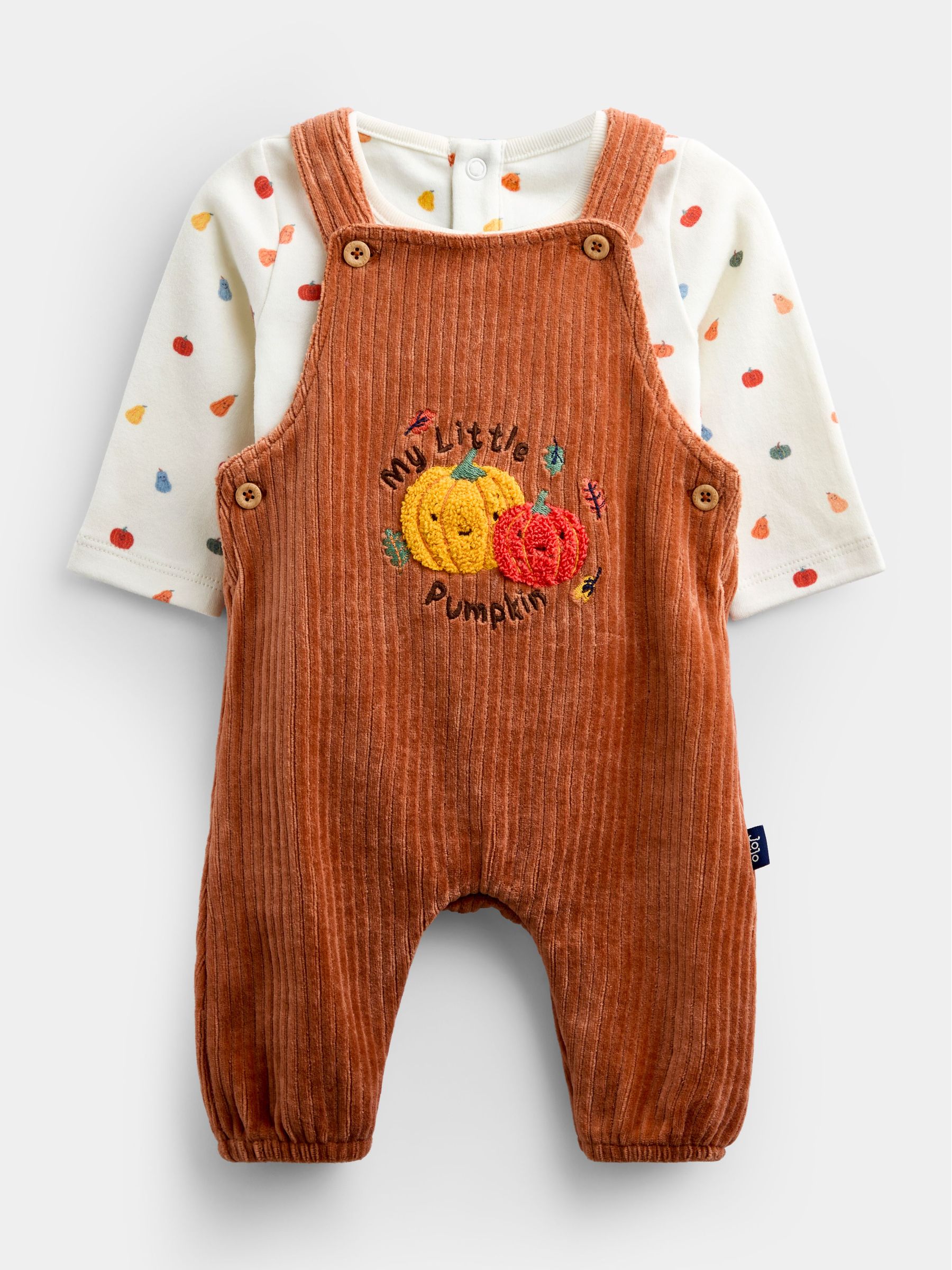 Orange Pumpkin - 2-piece Dungaree & Bodysuit Set