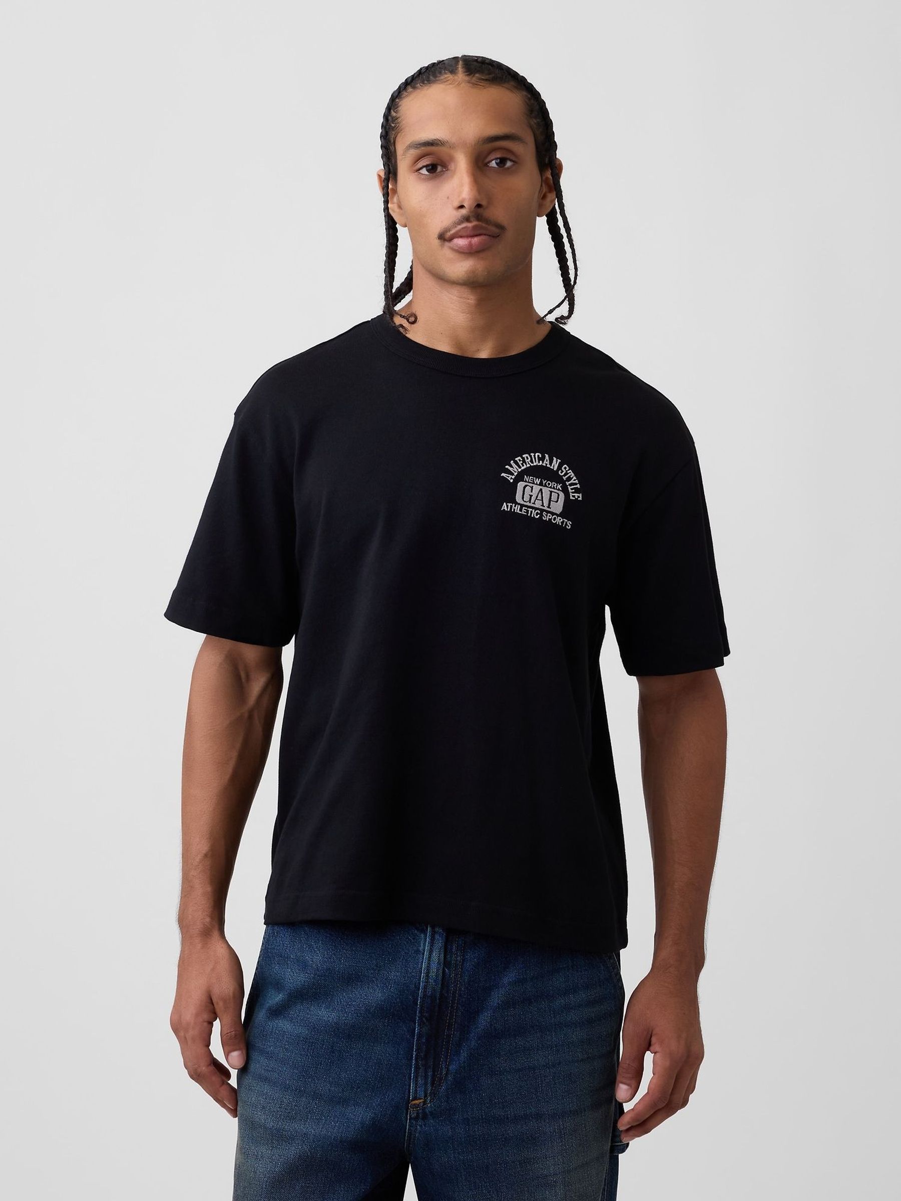 Black - Regular Heavyweight Logo Relaxed Boxy T-shirt