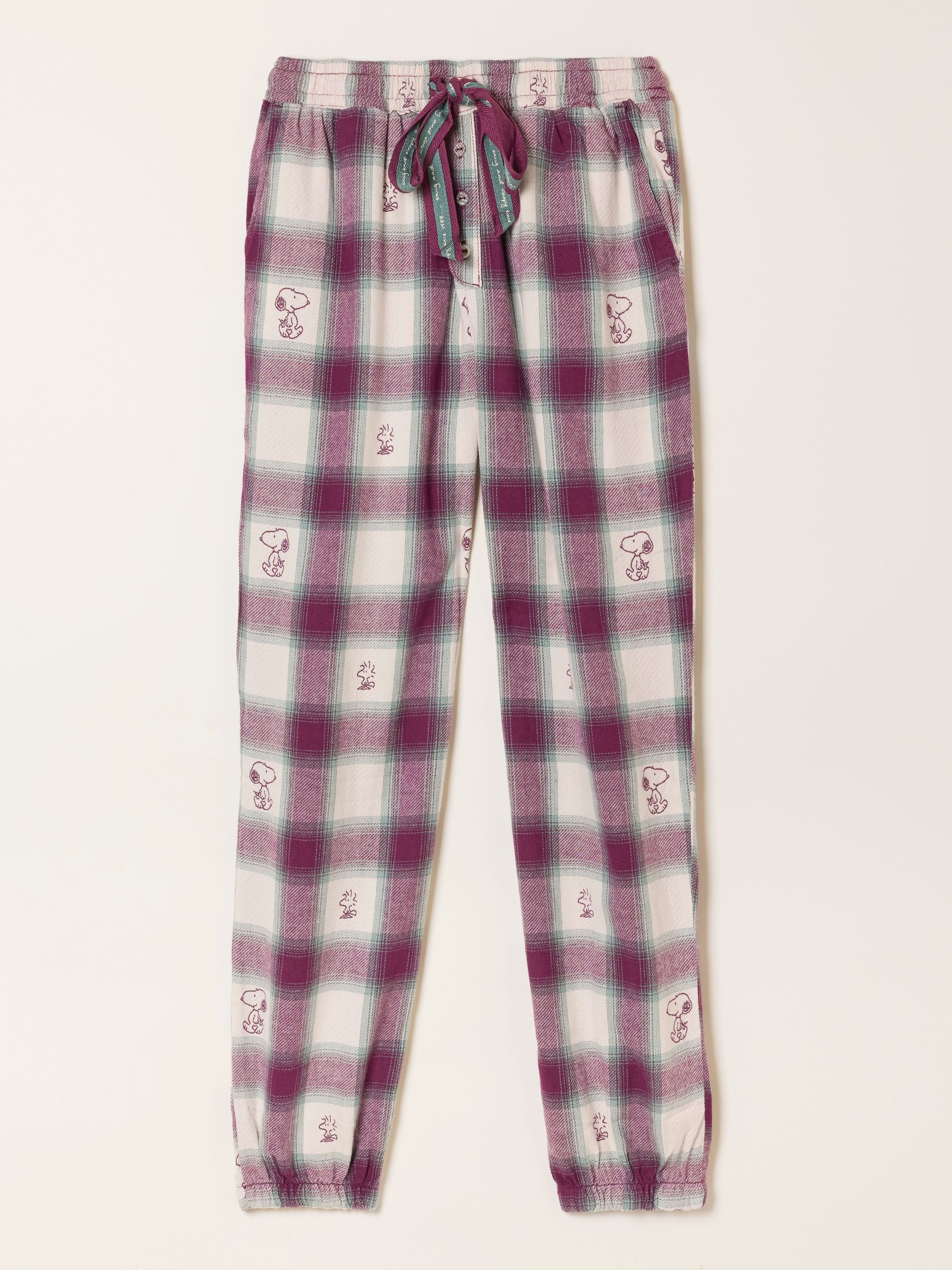 Purple - Snoopy Jacquard Cuffed Pyjama Bottoms