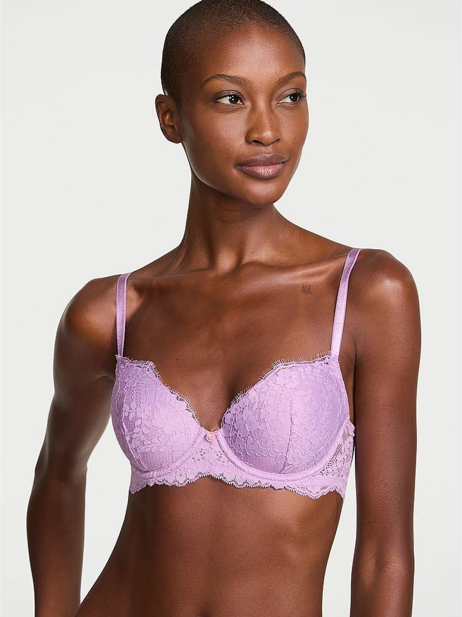 Alluring Lilac Purple - Lightly Lined Demi Lace Bra