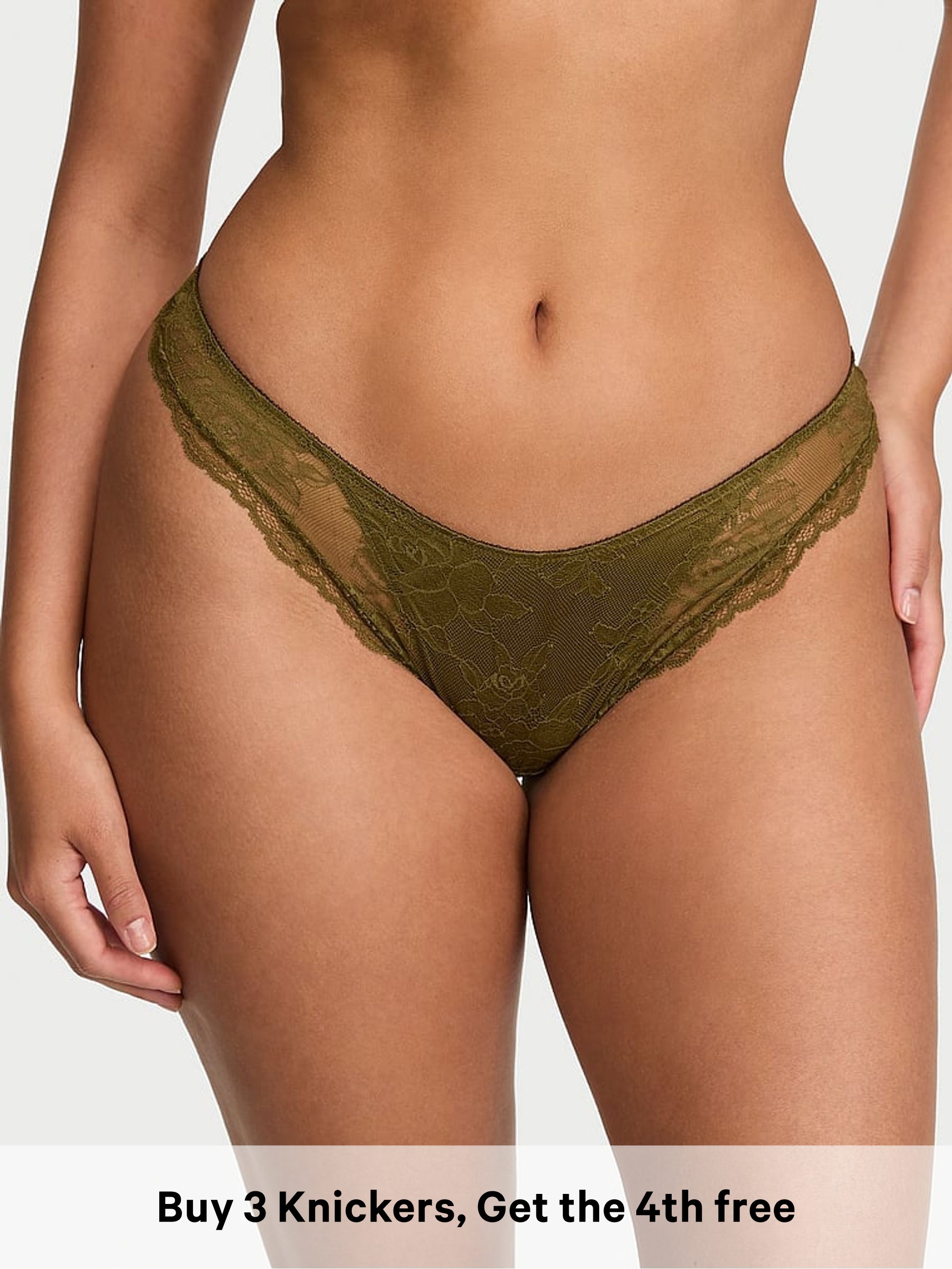 Green Chameleon - Cheeky Lace Overlay Knickers