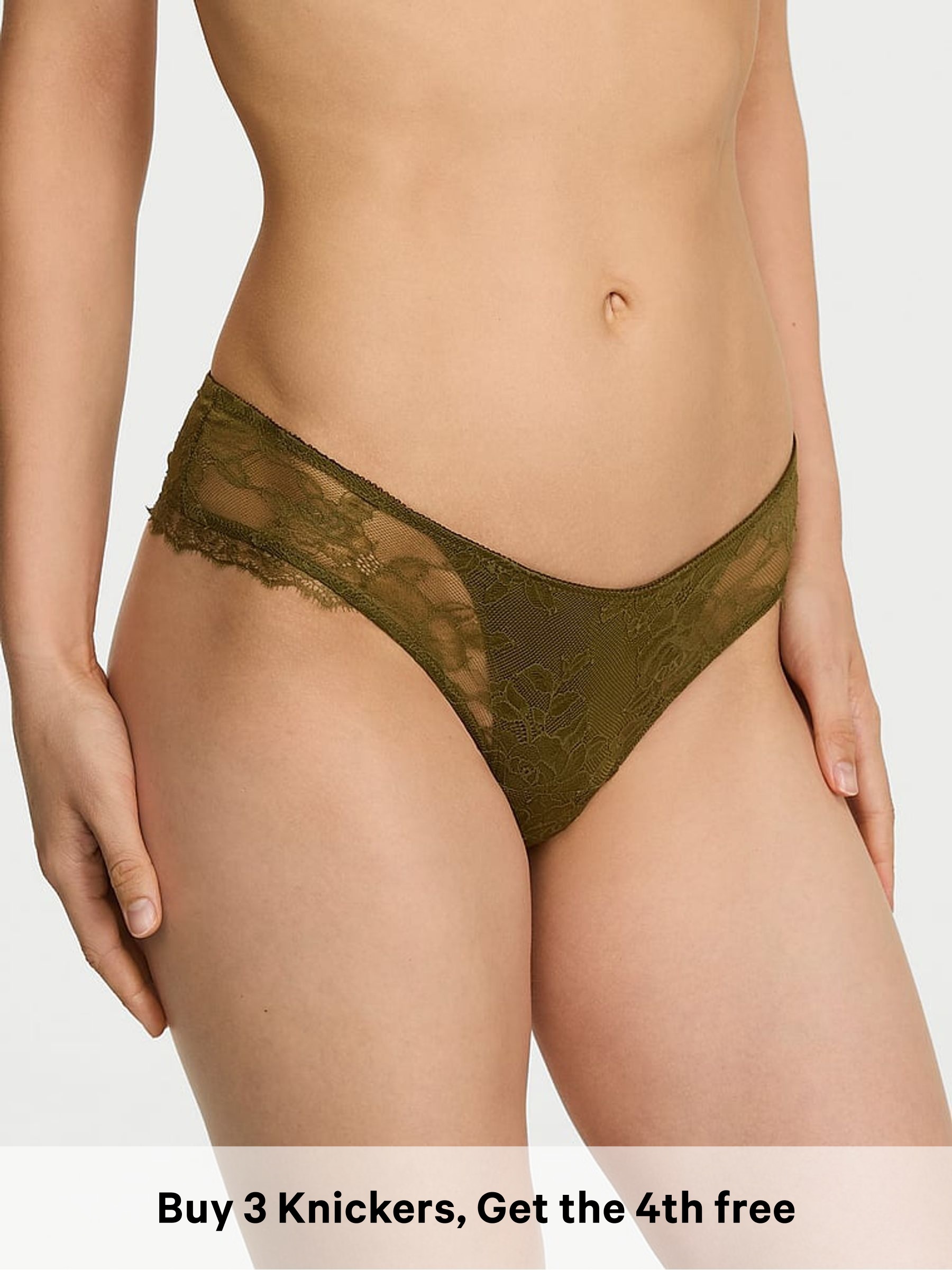 Green Chameleon - Cheeky Lace Overlay Knickers
