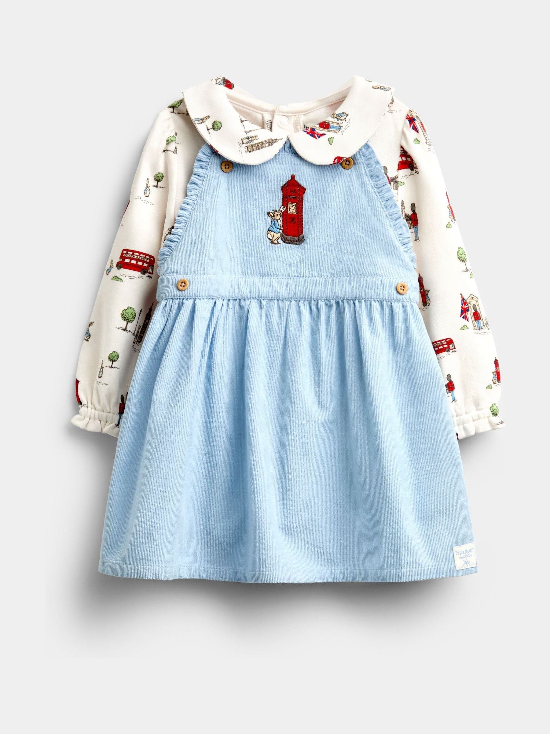 Light Blue Peter Rabbit London - Pinny Dress & Bodysuit Set