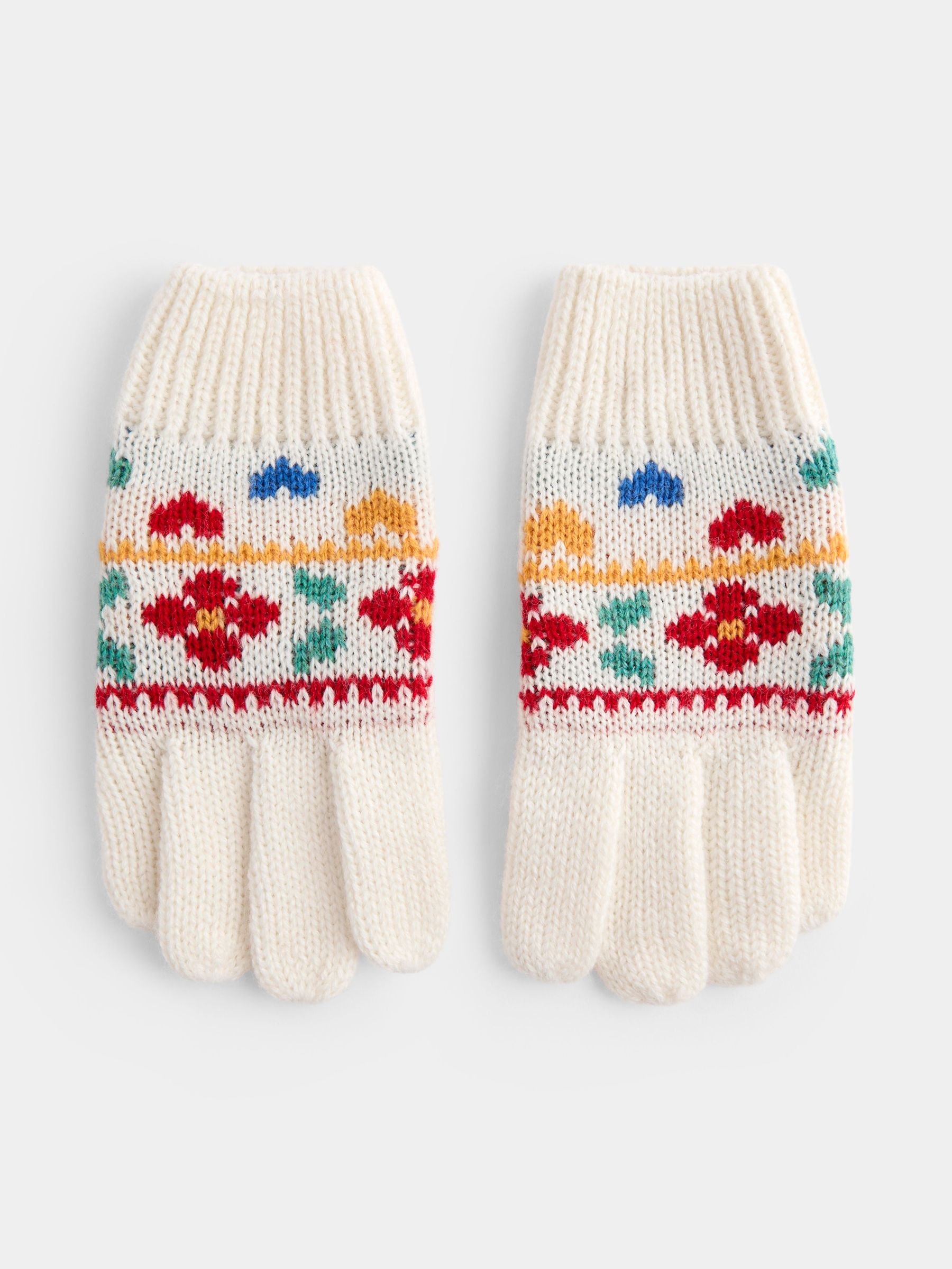 Cream Floral - Convertible Mittens