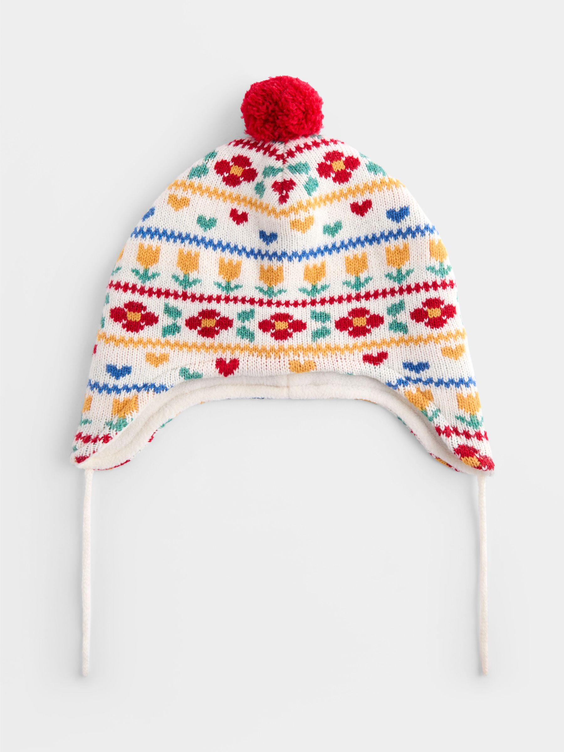 Cream Floral - Floral Fairisle Hat