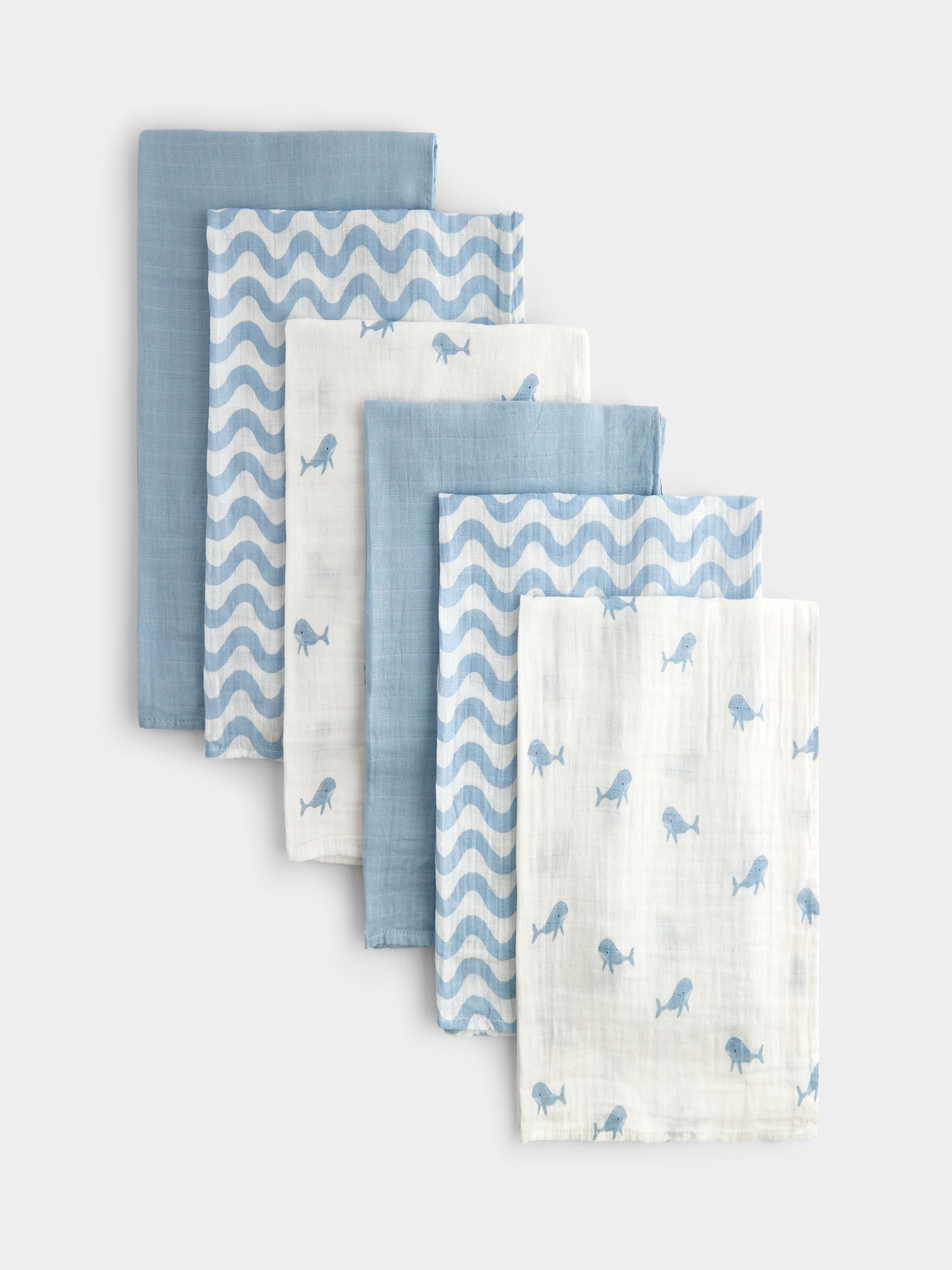 Blue Whale - 6-pack Soft Muslins