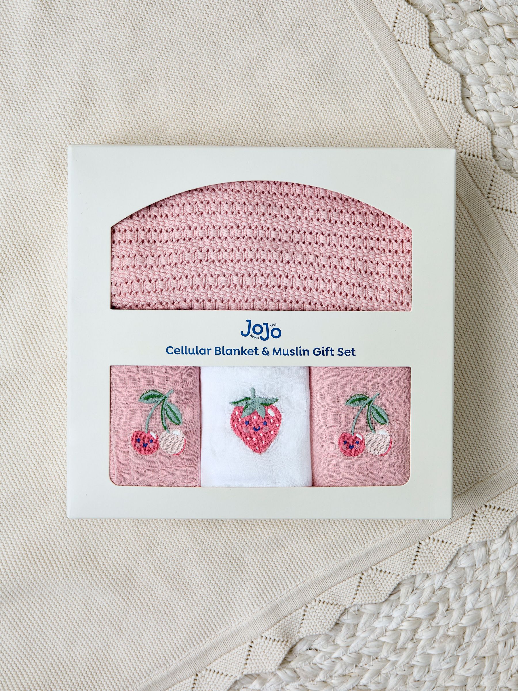 Mid Pink - Cellular Blanket & Muslin Giftset