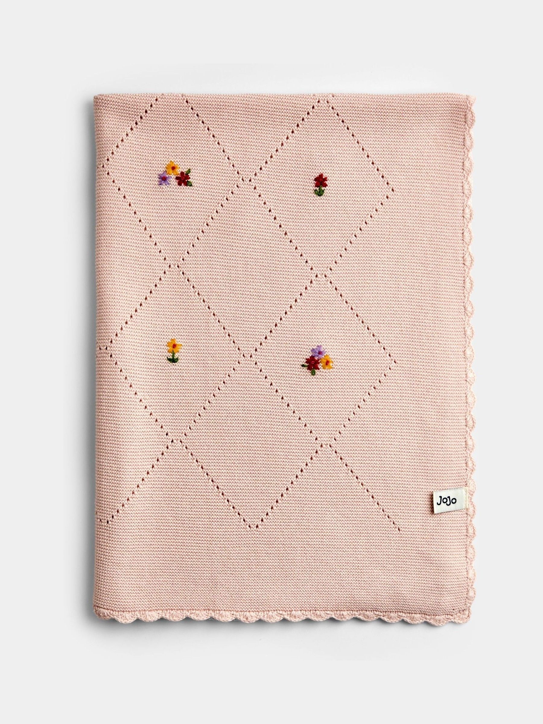 Embroidered Baby Knitted Shawl Blanket