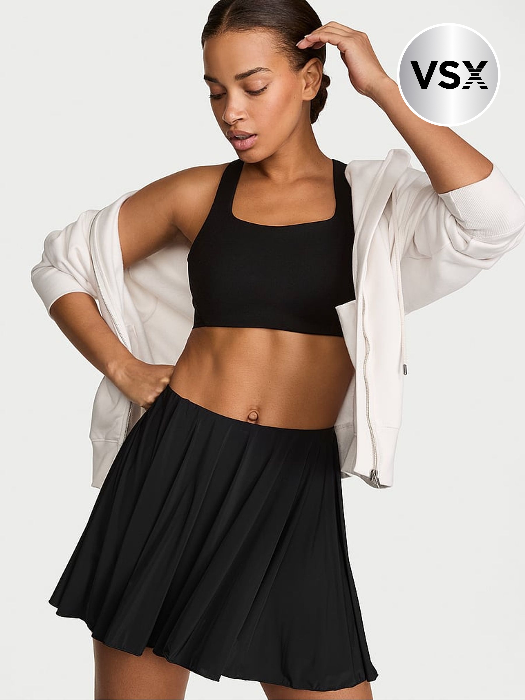 Black - Square Neck Racketcool™ Medium Impact Sports Bra