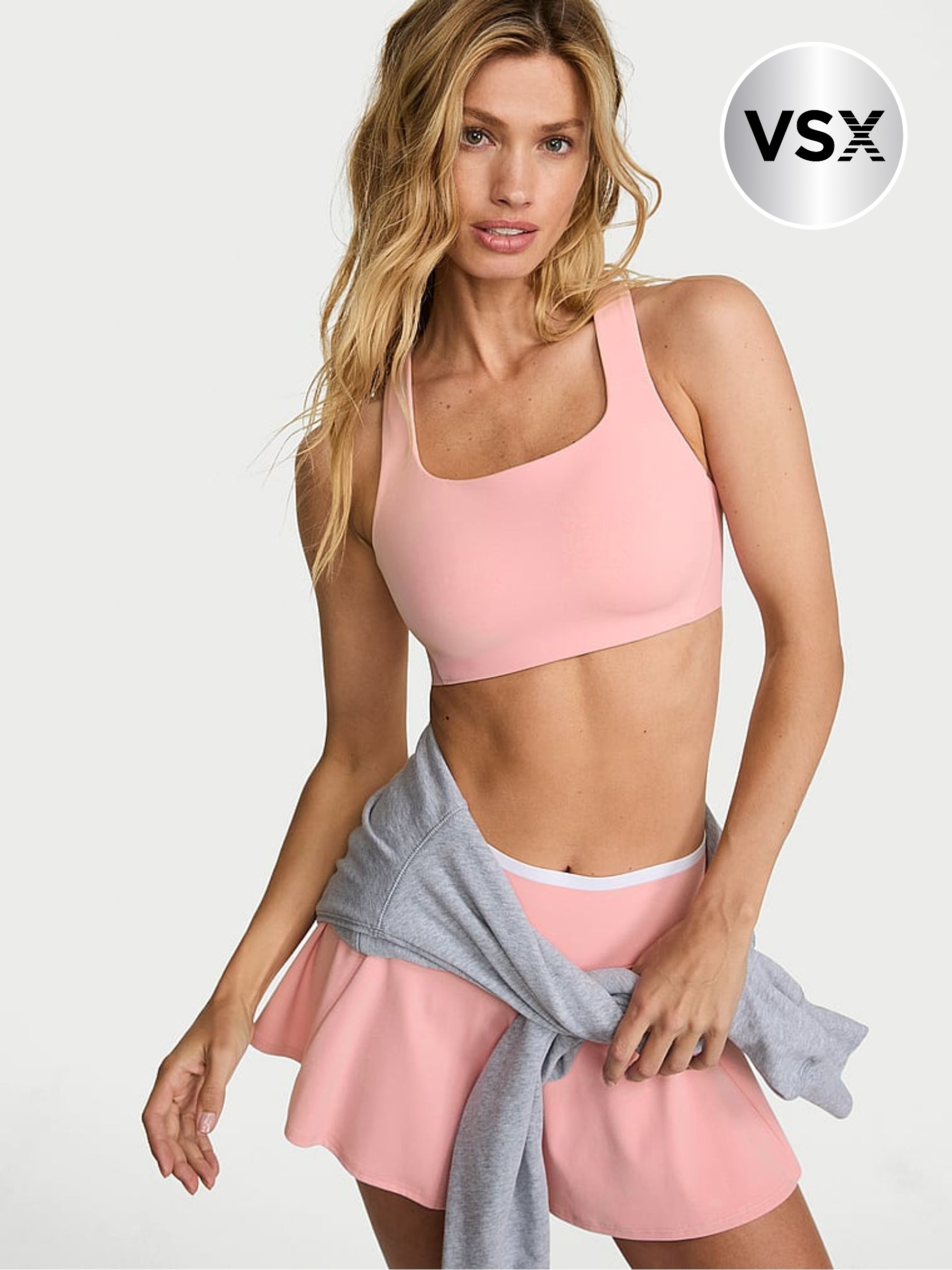 Dusk Pink - Square Neck Racketcool™ Medium Impact Sports Bra