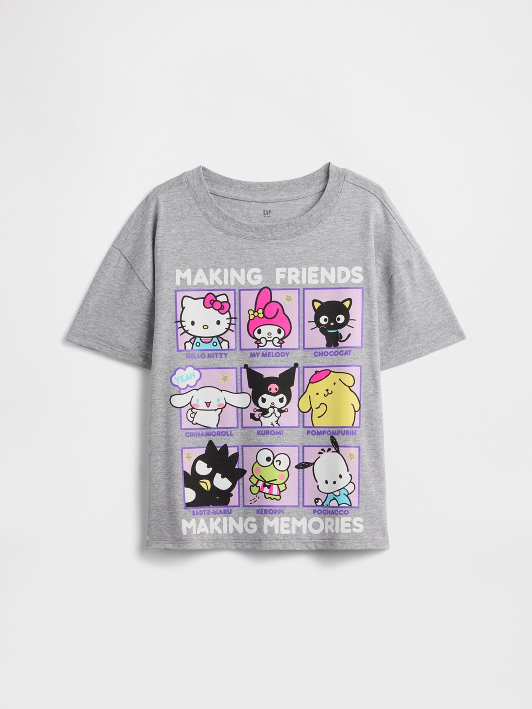 Grey Hello Kitty - Oversized Graphic Short Sleeve T-shirt