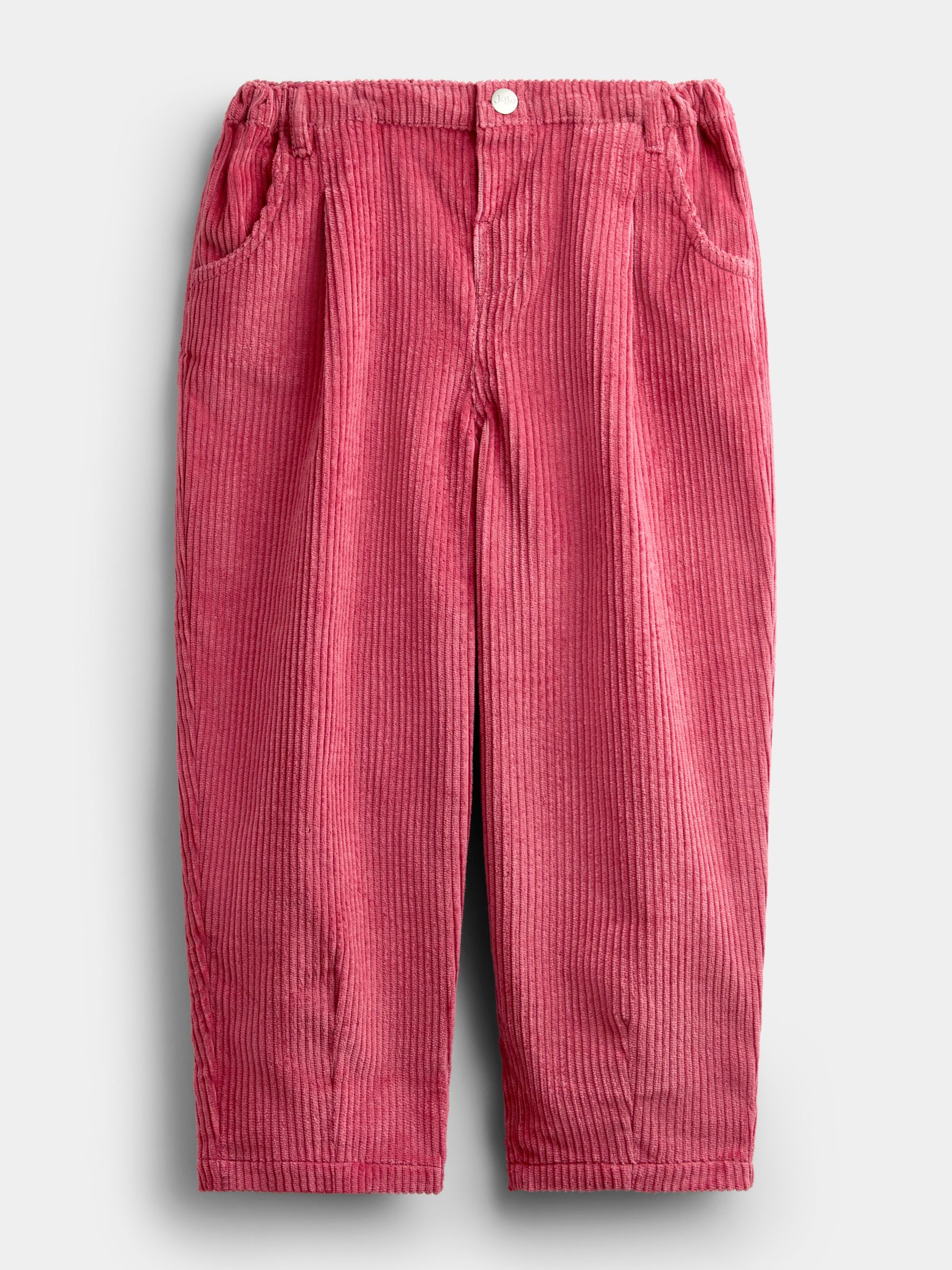 Berry Pink - Cord Heart Pocket Barrel Leg Trousers