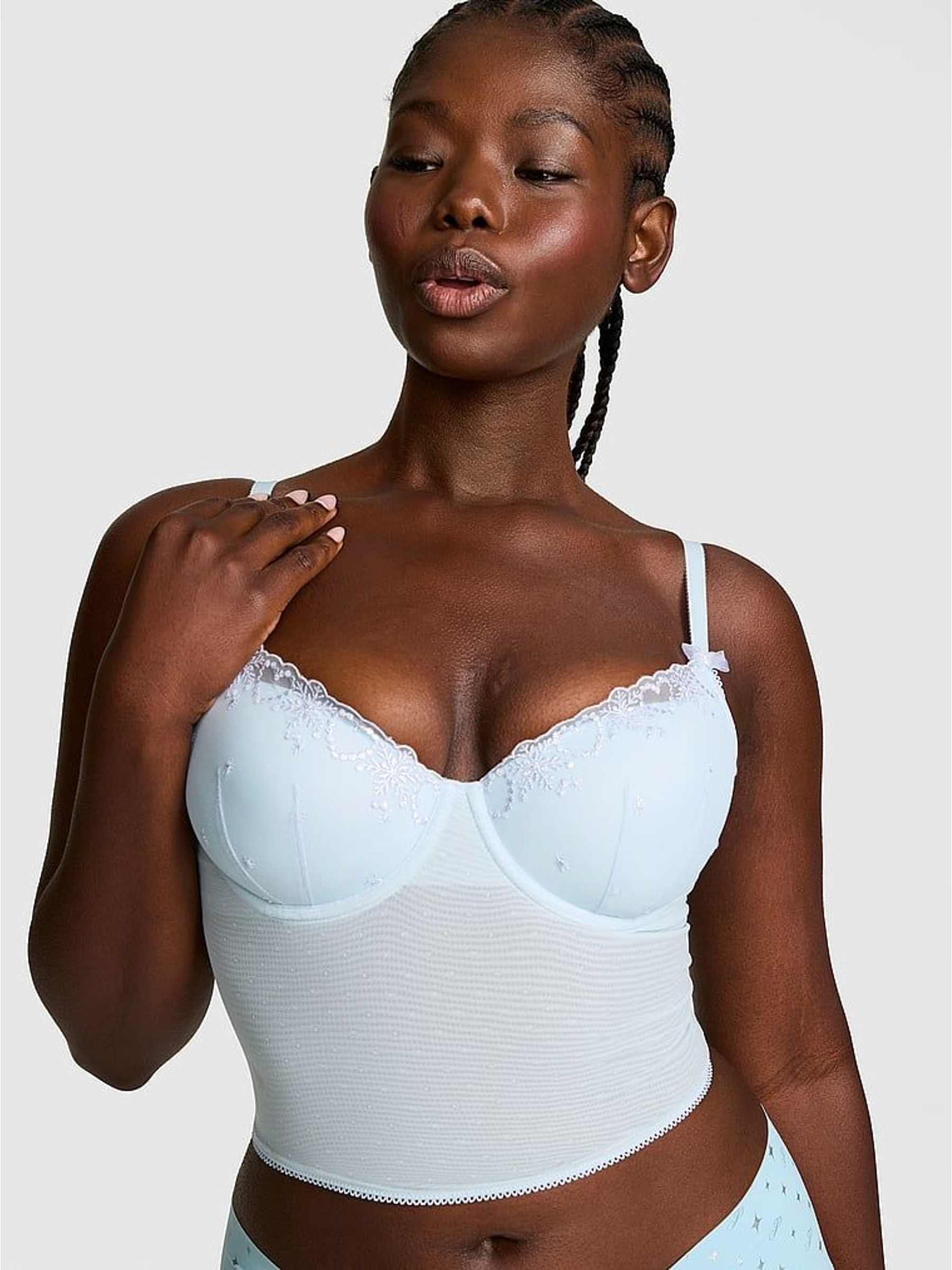 Light Blue - Snowflake Embroidery Corset
