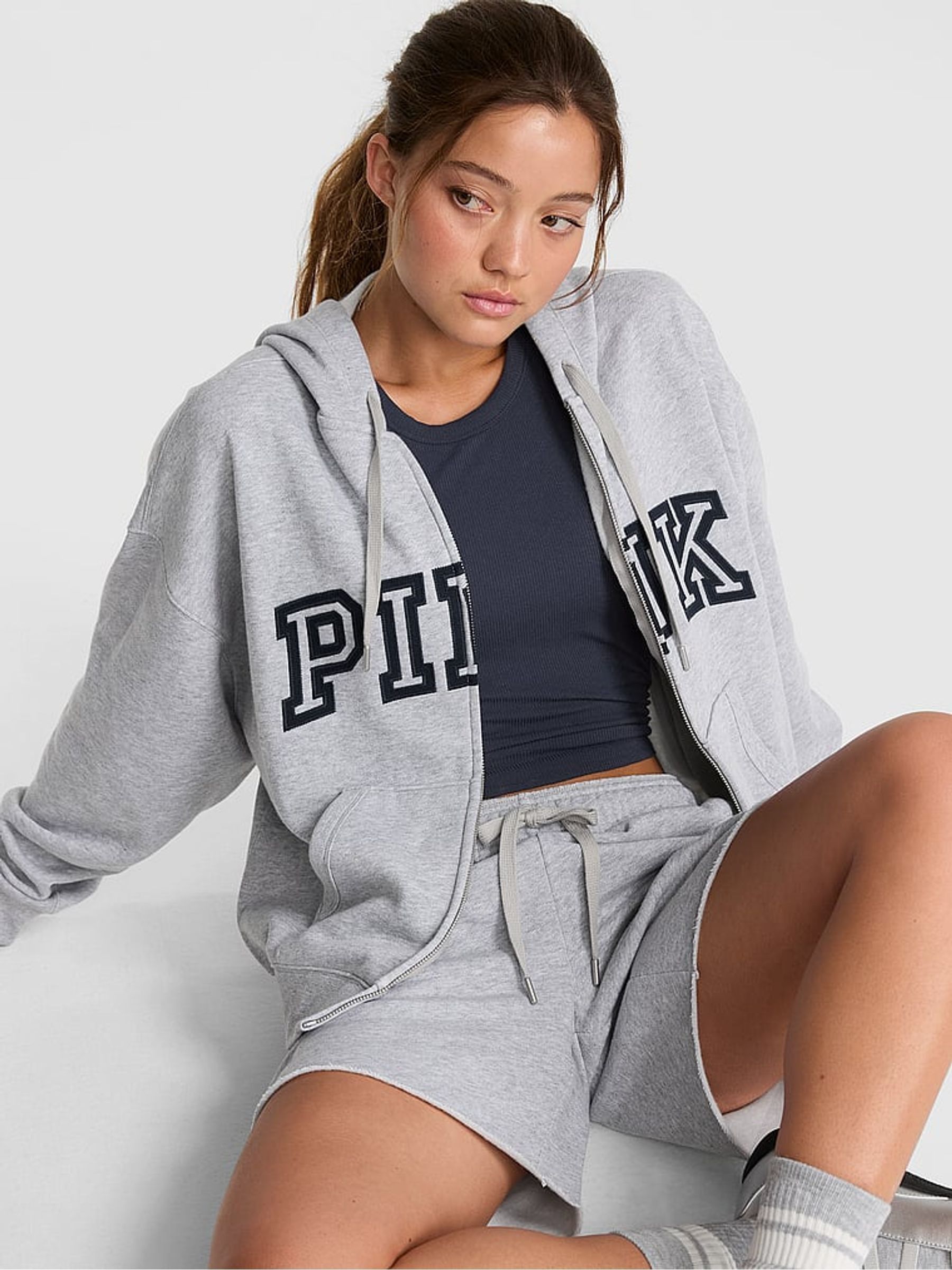 Medium Heather Grey - Fleece Zip Up Hoodie