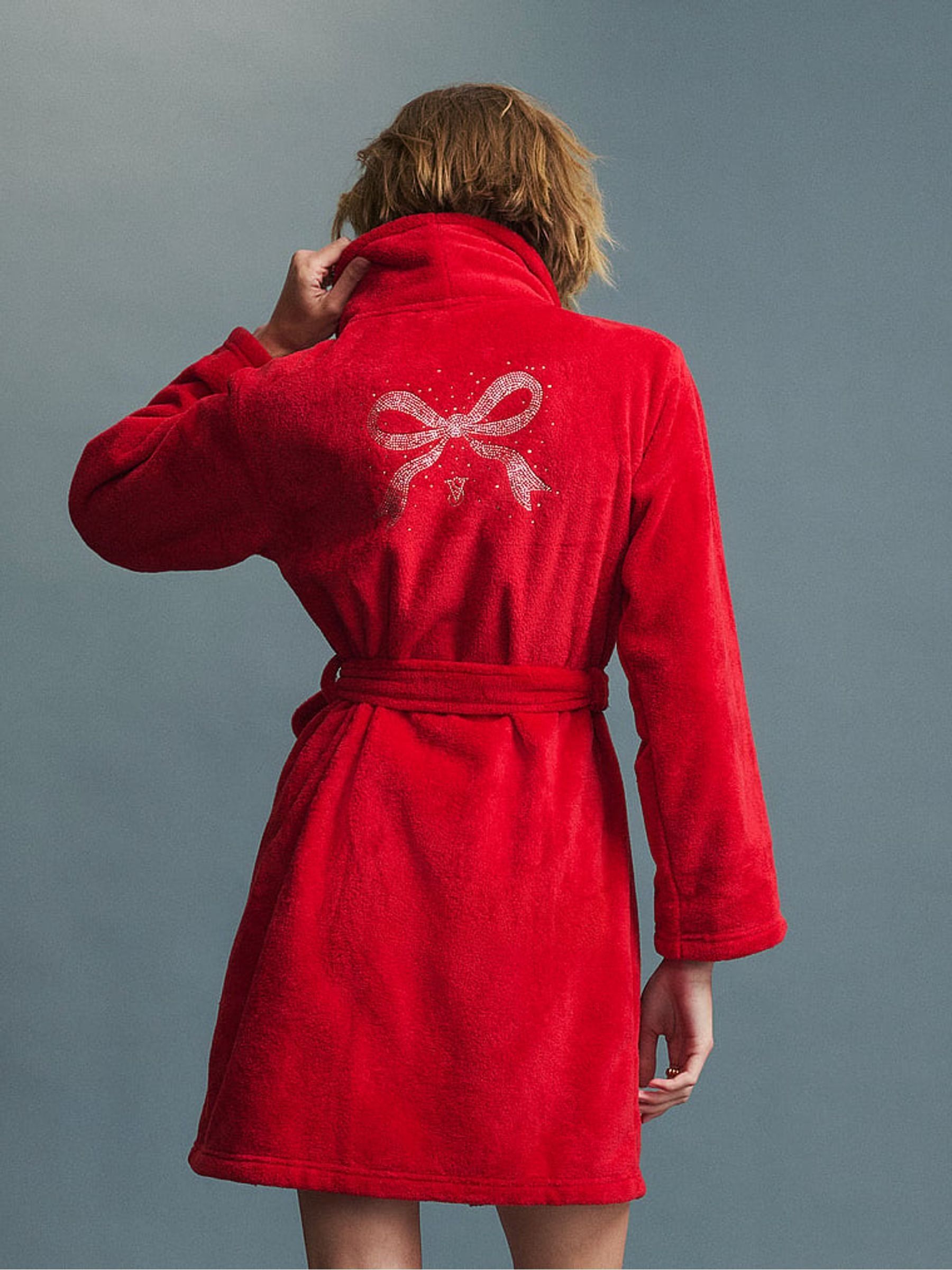 Lipstick Red - Fluffy Short Dressing Gown