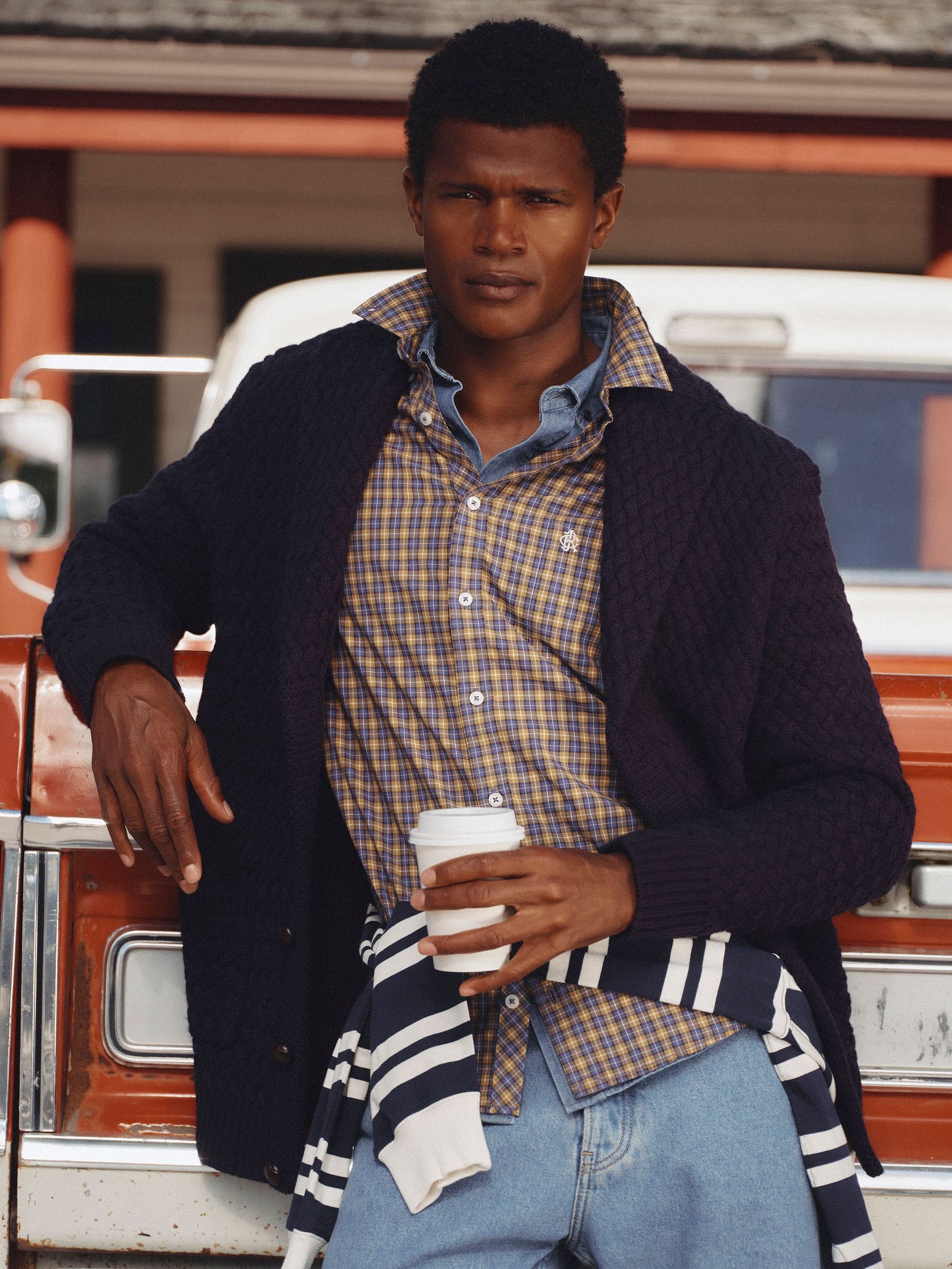 Navy - Regular Shawl Neck Knitted Cardigan
