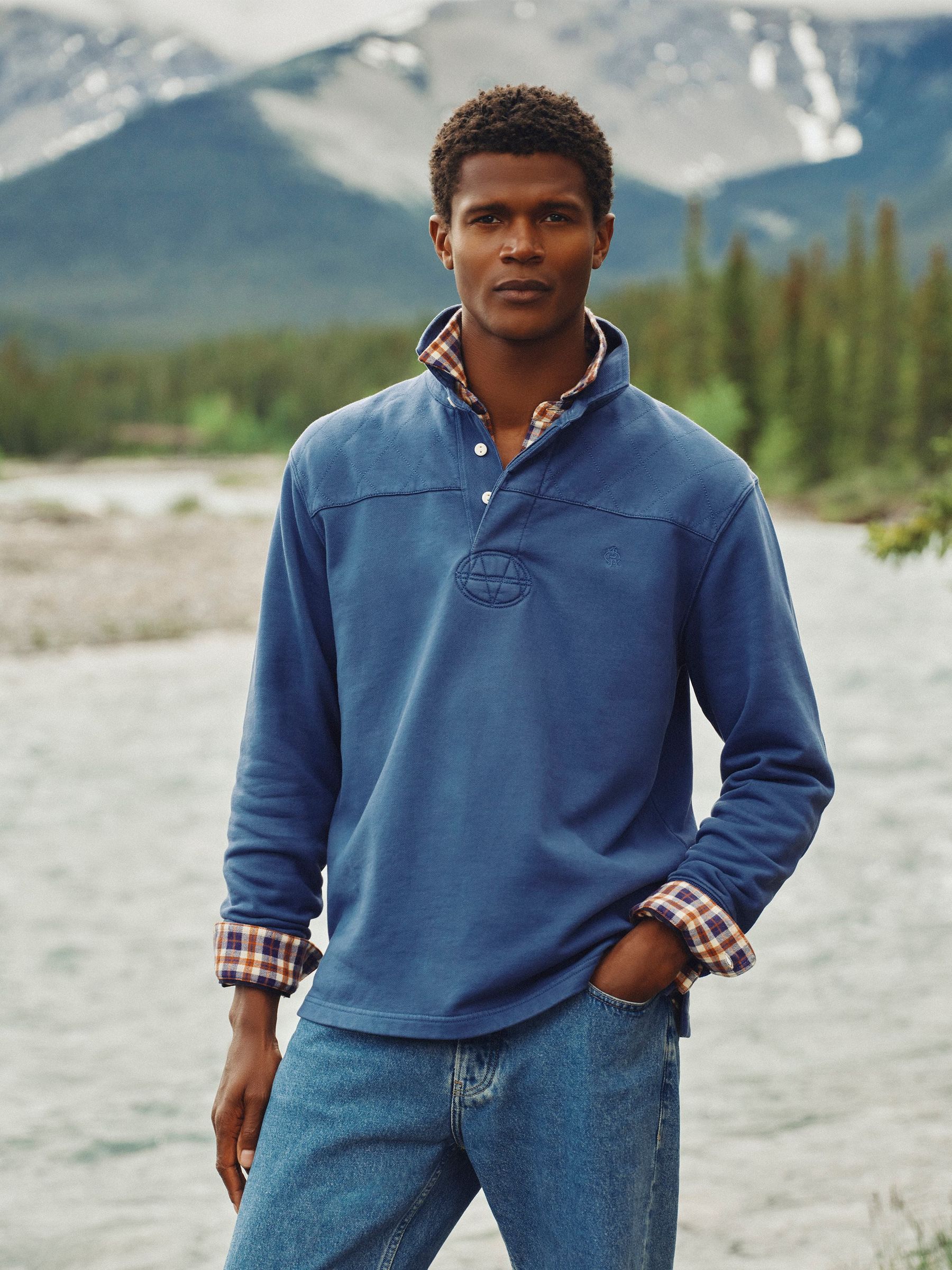 Blue - Regular Loopback Rugby Shirt