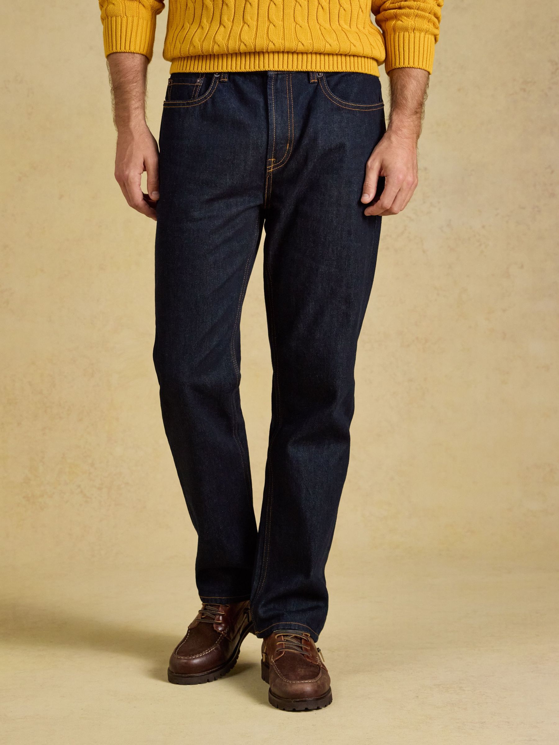 Denim Dark Blue - Regular Mid Wash Straight Fit Jean