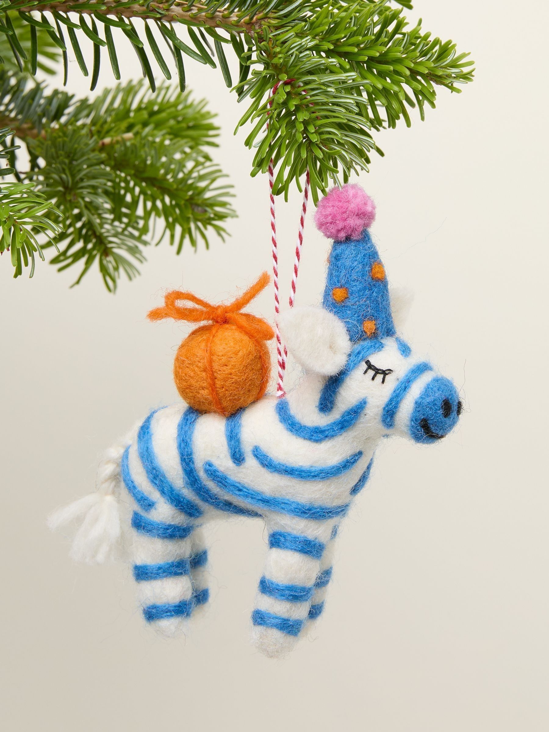 Multi Felt Party Zebra Decoration (Y95930) | £9