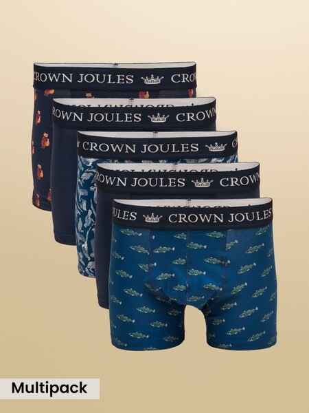 Navy - Regular Cotton Jersey Boxer Shorts 5 Pack