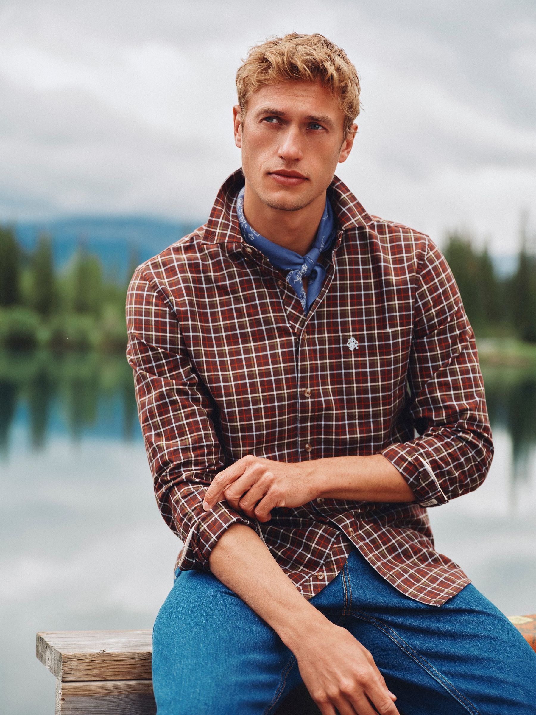 Chocolate Brown - Regular Checked Classic Fit Cotton Oxford Shirt
