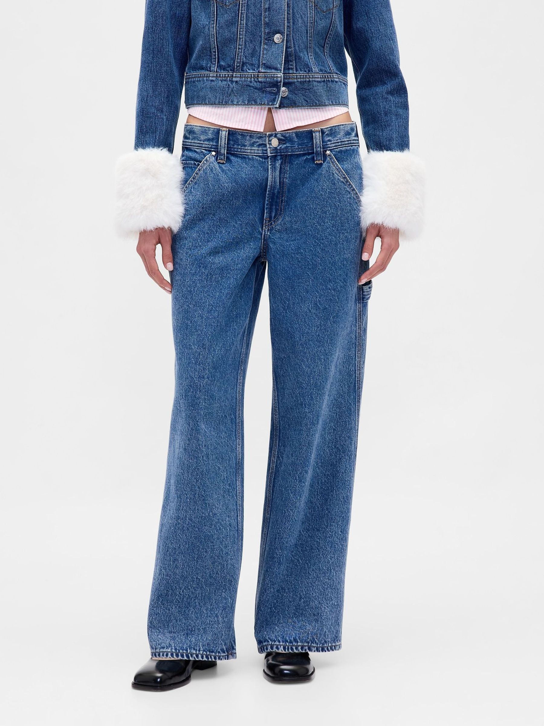 Mid Wash Blue Sandy Liang Low Rise ‘90s Loose Carpenter Jeans (Y96968) | £75
