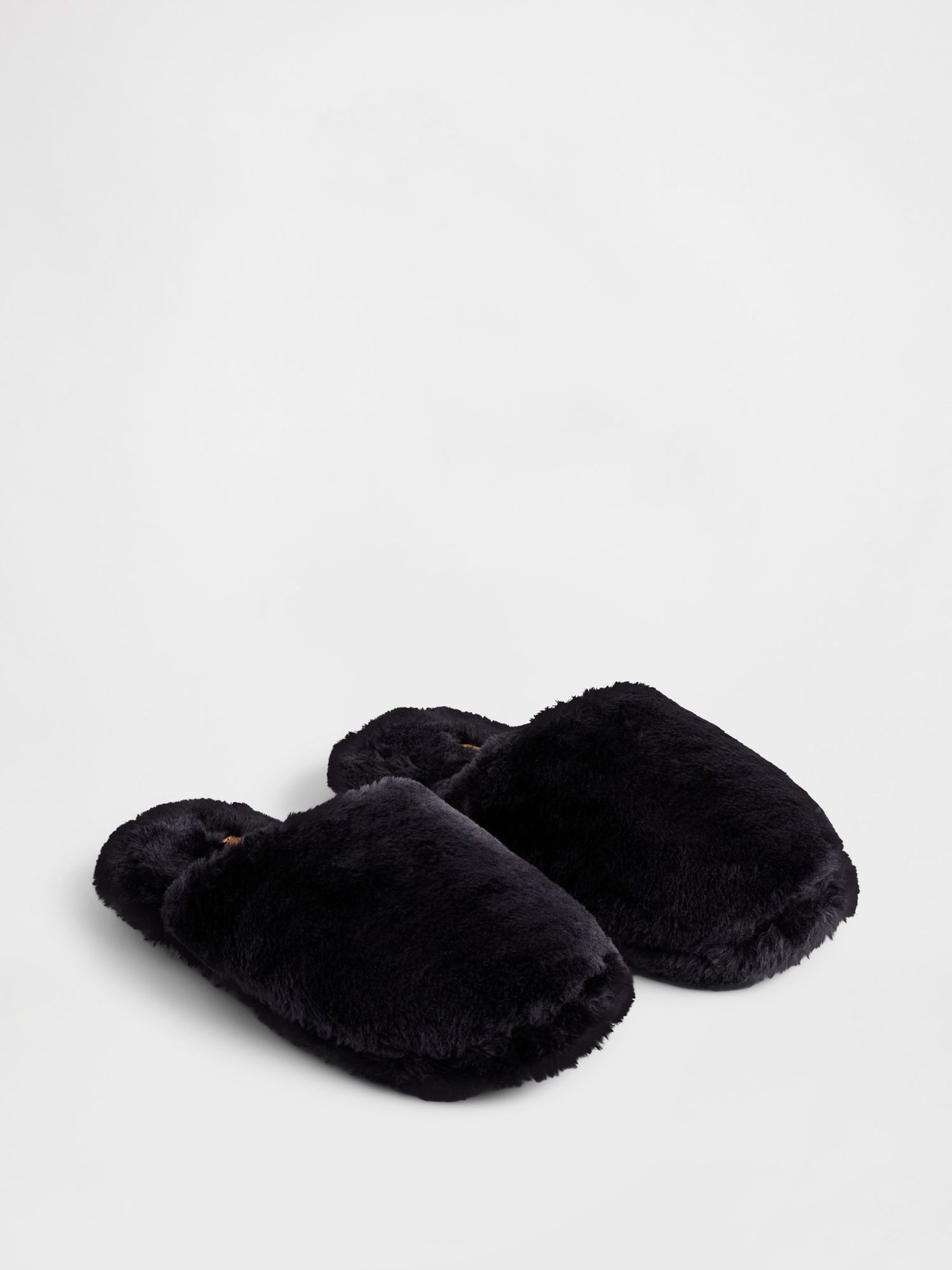 Black Faux Fur Slippers (Y96987) | £30