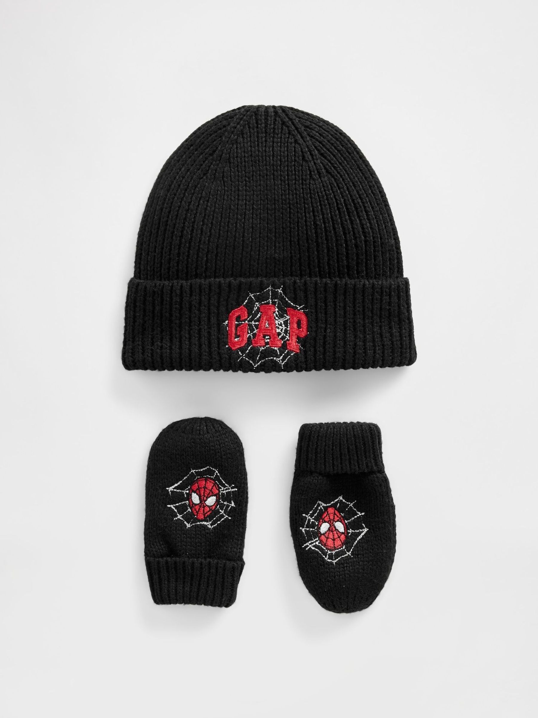 Black Spider-Man Logo Beanie and Mittens Set (Y96992) | £30