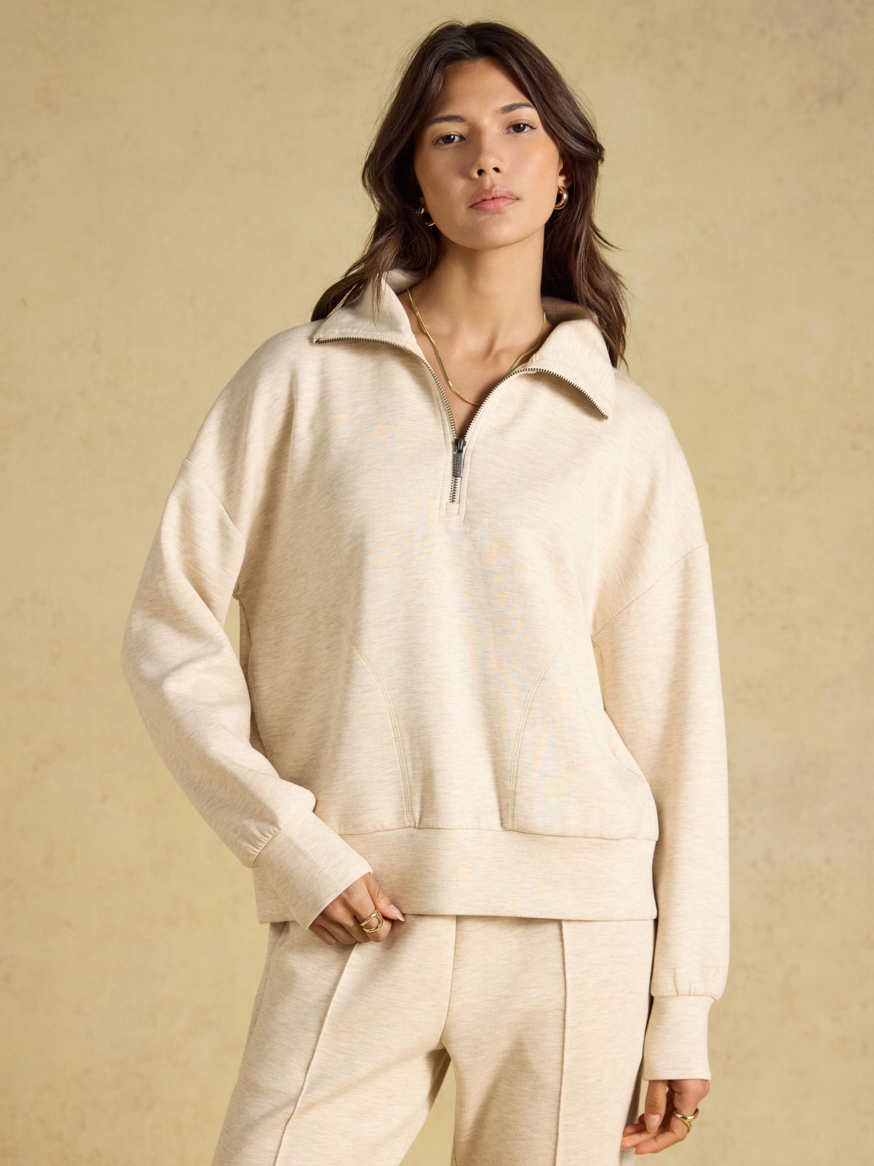 Oatmeal - Soft Quarter Zip Sweatshirt