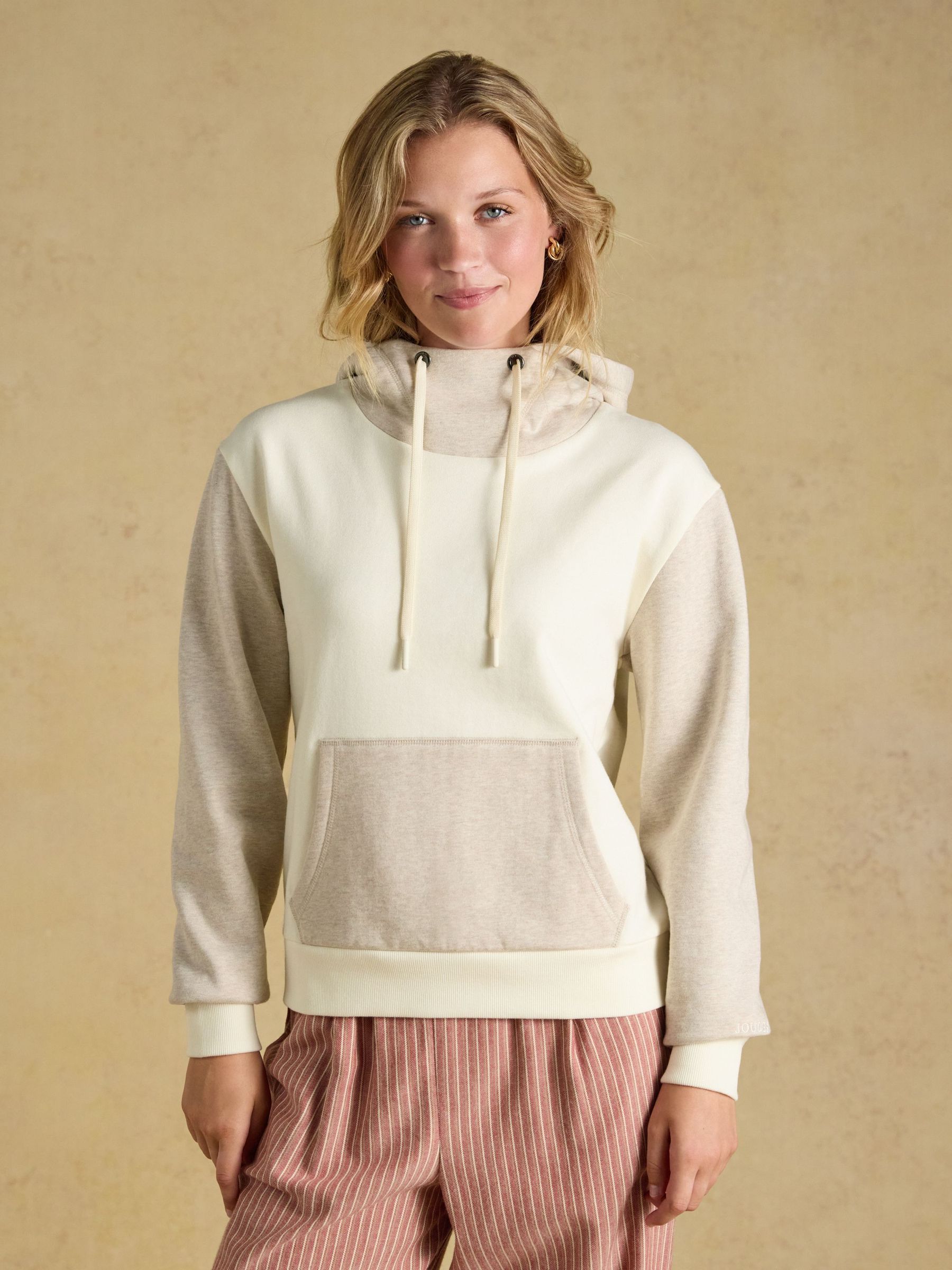 Cream Colourblock - Relaxed Cotton Hoodie