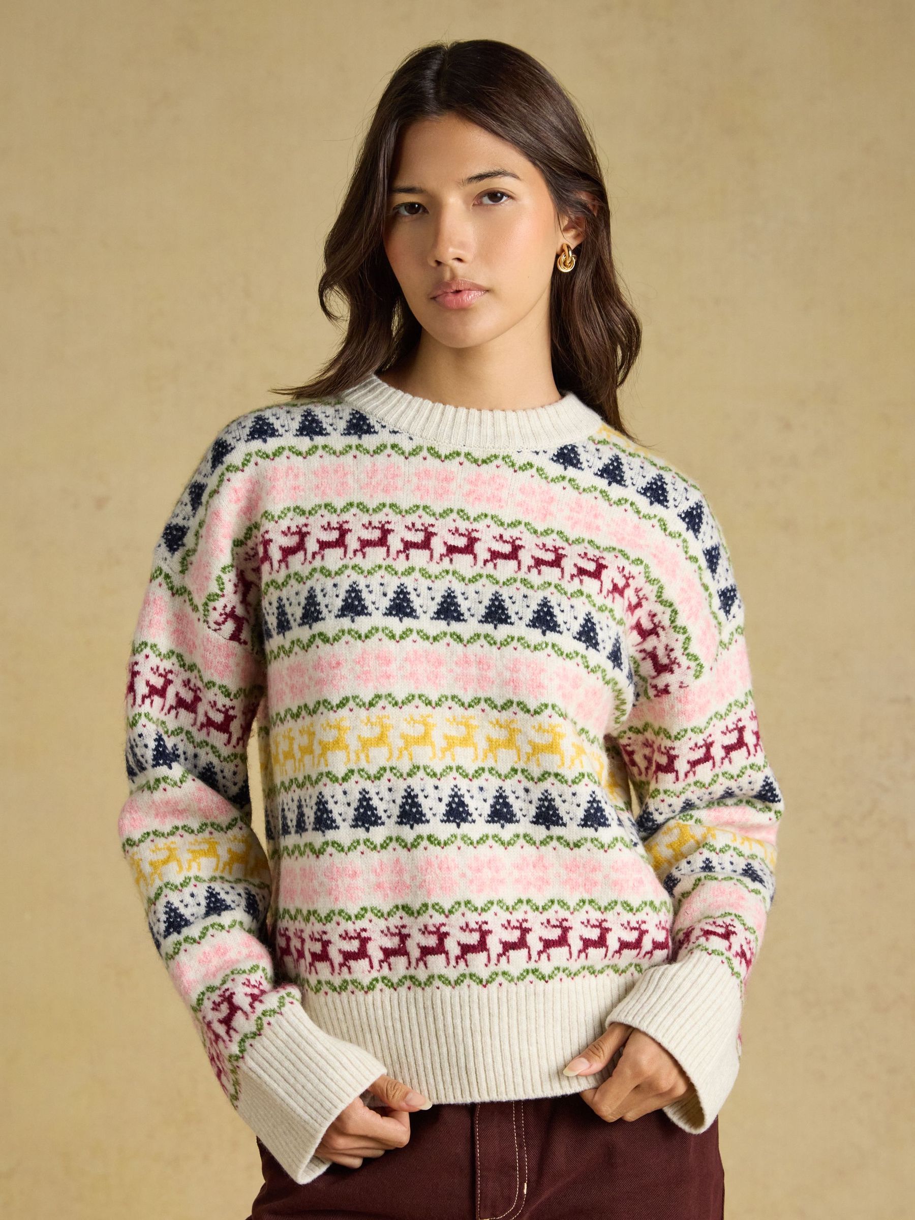 Cream - Knitted Festive Fair Isle Jumper