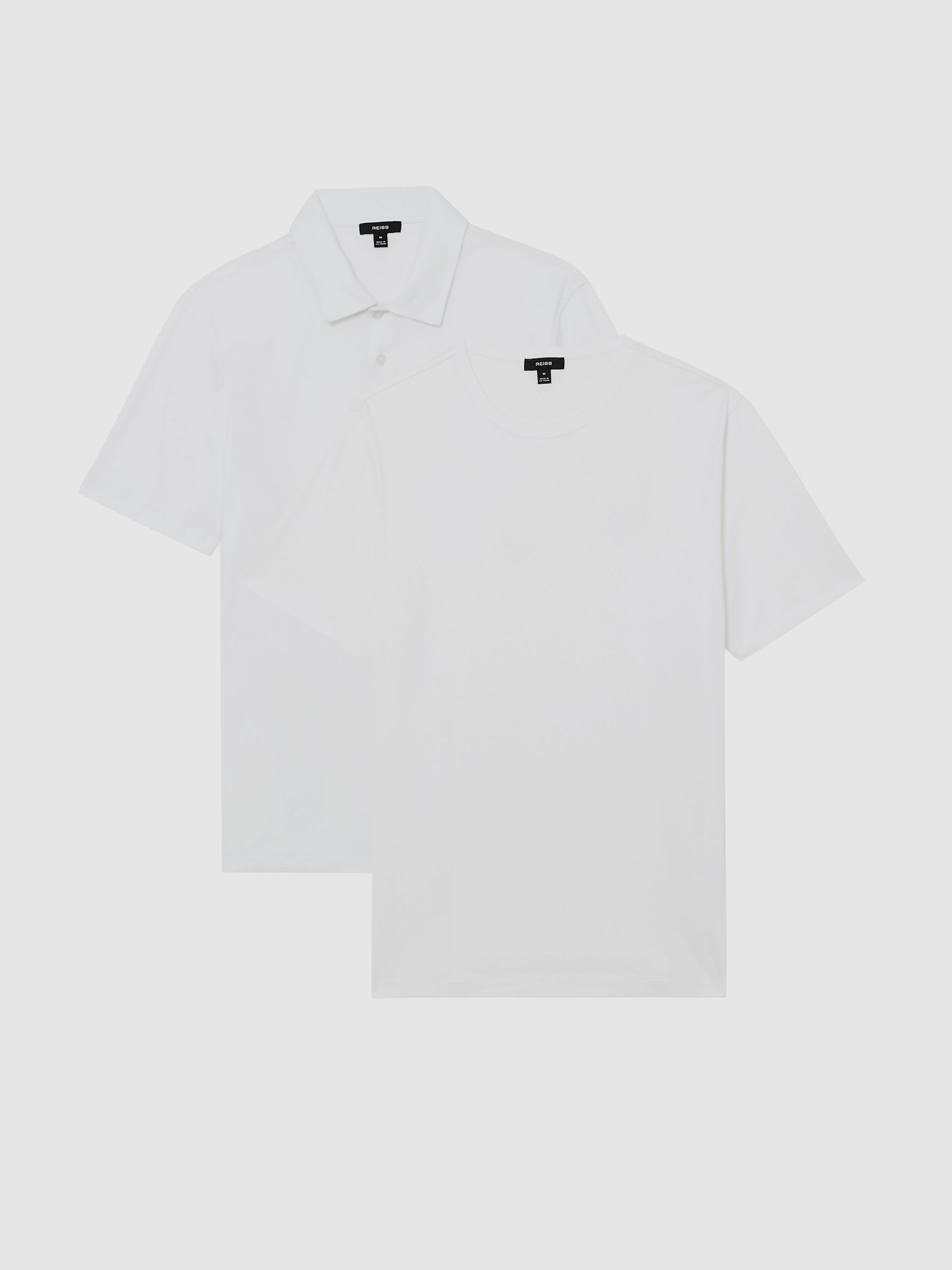 Airwater-Cotton T-Shirt and Polo Shirt 2-Pack in White (Y98552) | £110