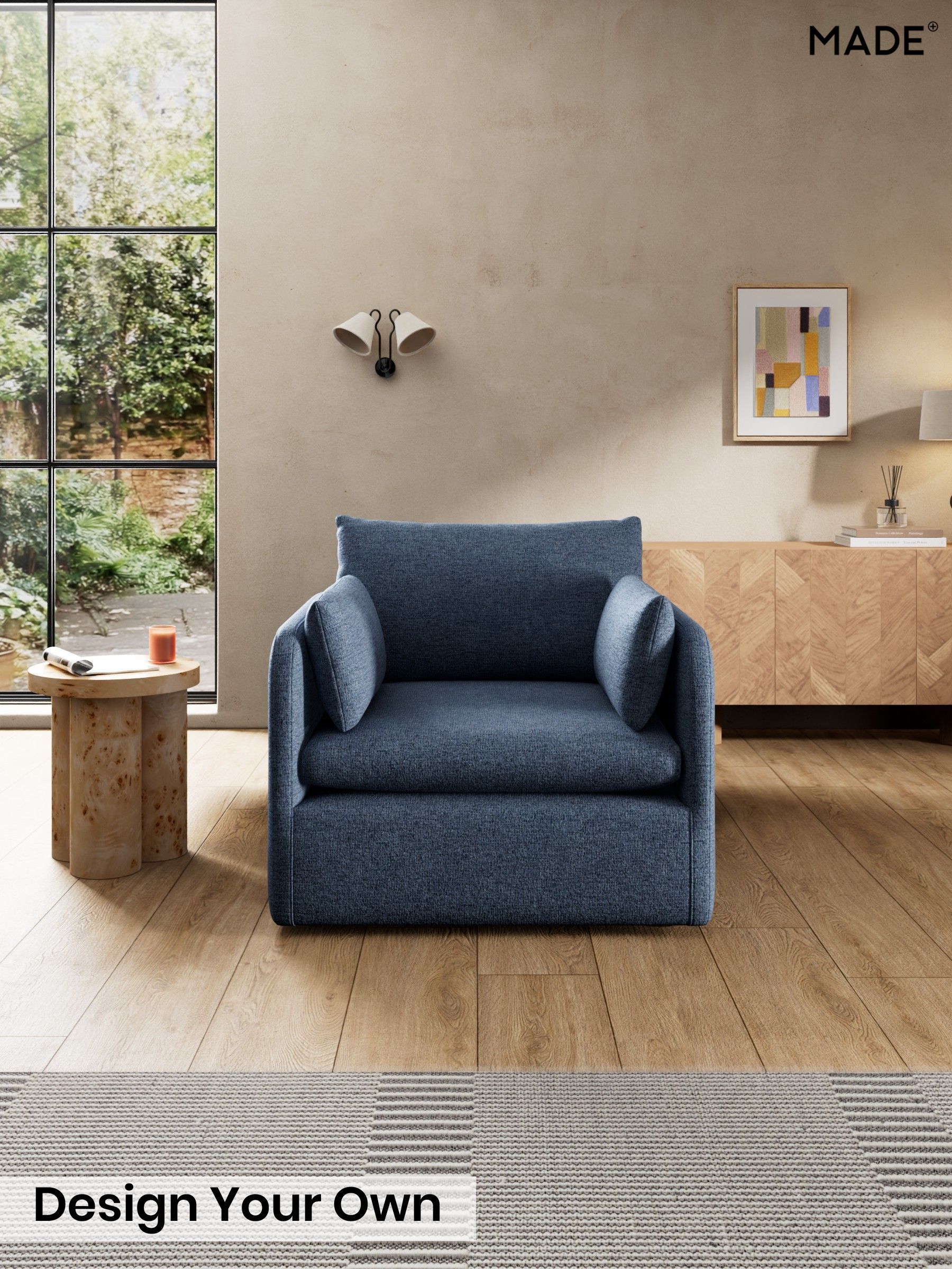 Boucle Textured Weave/Slate Blue - Jackson By Made