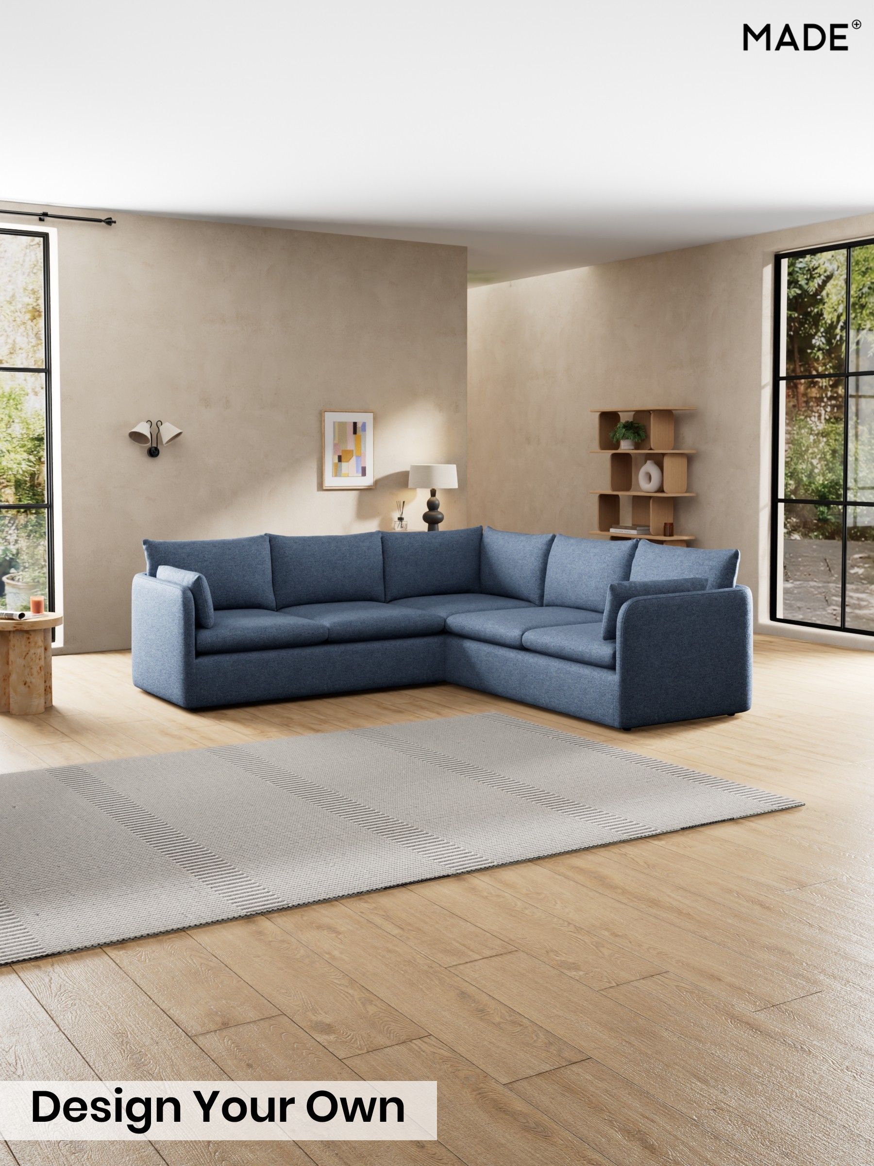 Boucle Textured Weave/Slate Blue - Jackson By Made