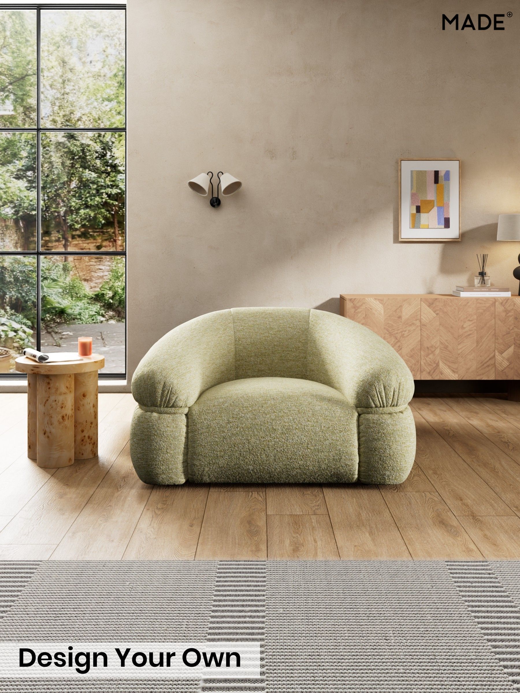 Boucle Textured Weave/Pale Fir Green - Soma By Made