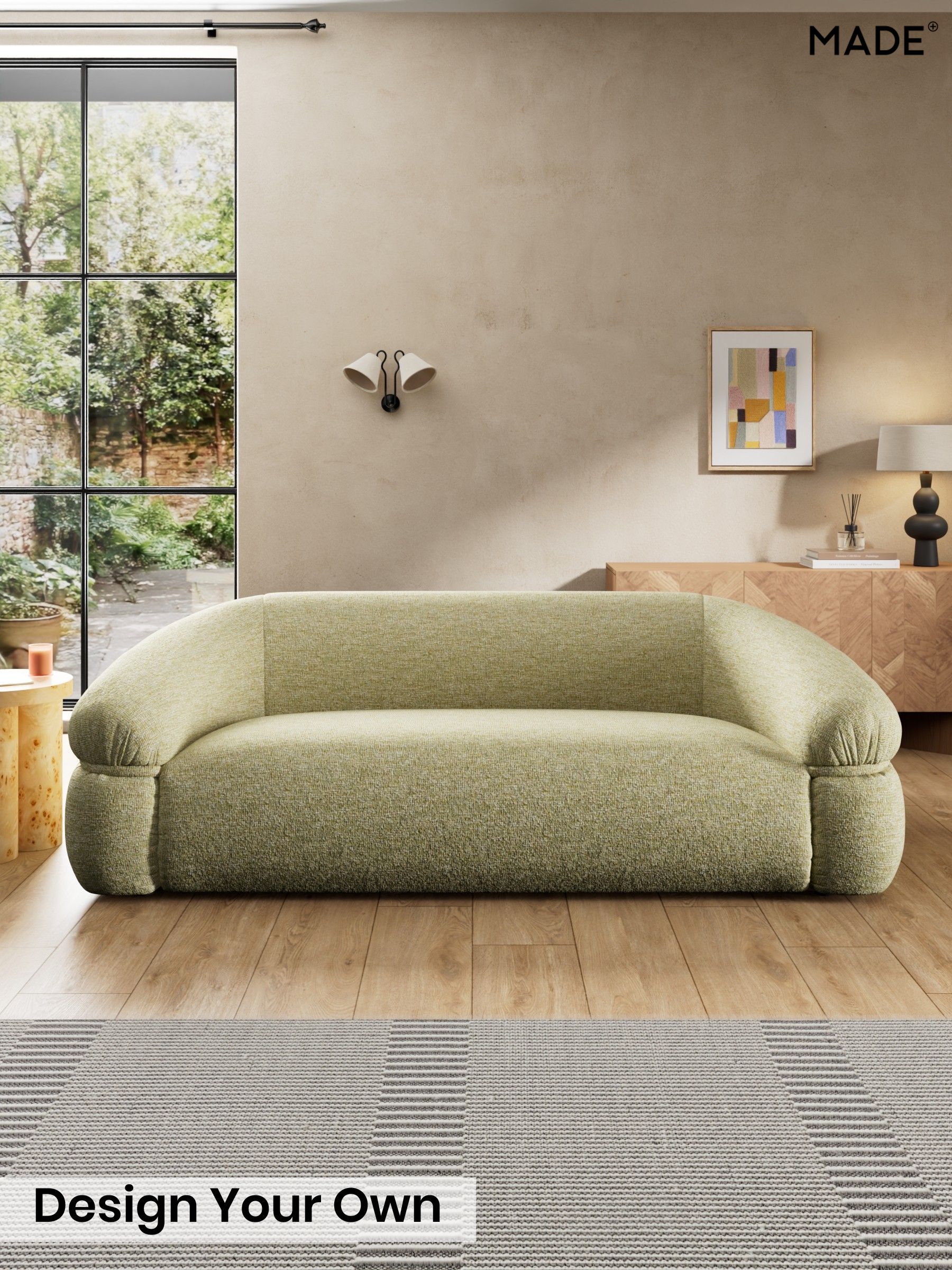Boucle Textured Weave/Pale Fir Green - Soma By Made