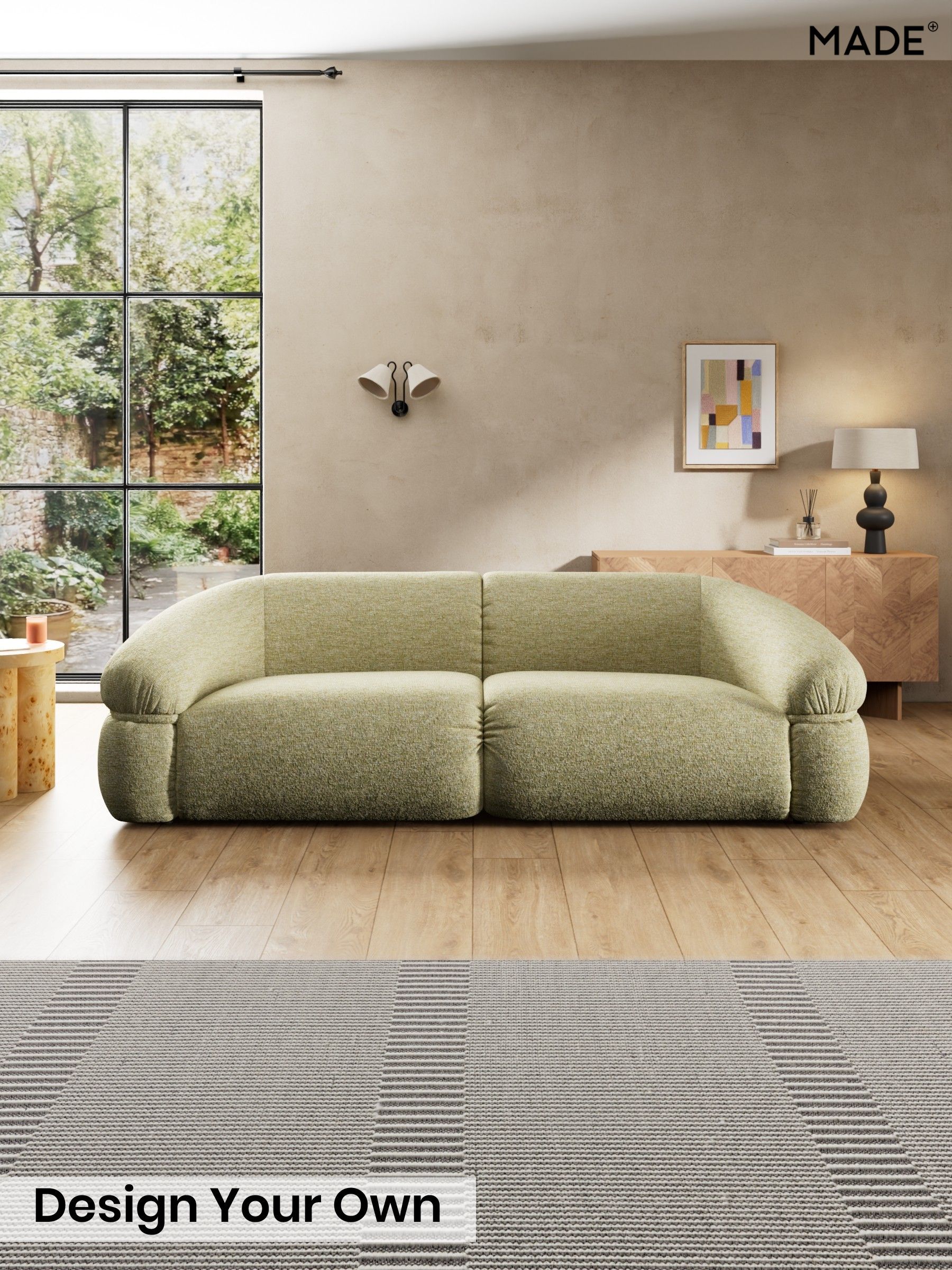 Boucle Textured Weave/Pale Fir Green - Soma By Made