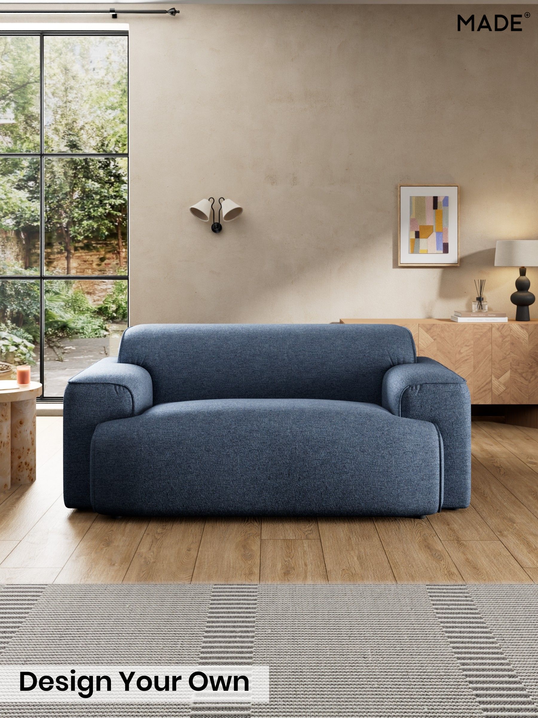 Boucle Textured Weave/Slate Blue - Avalon By Made