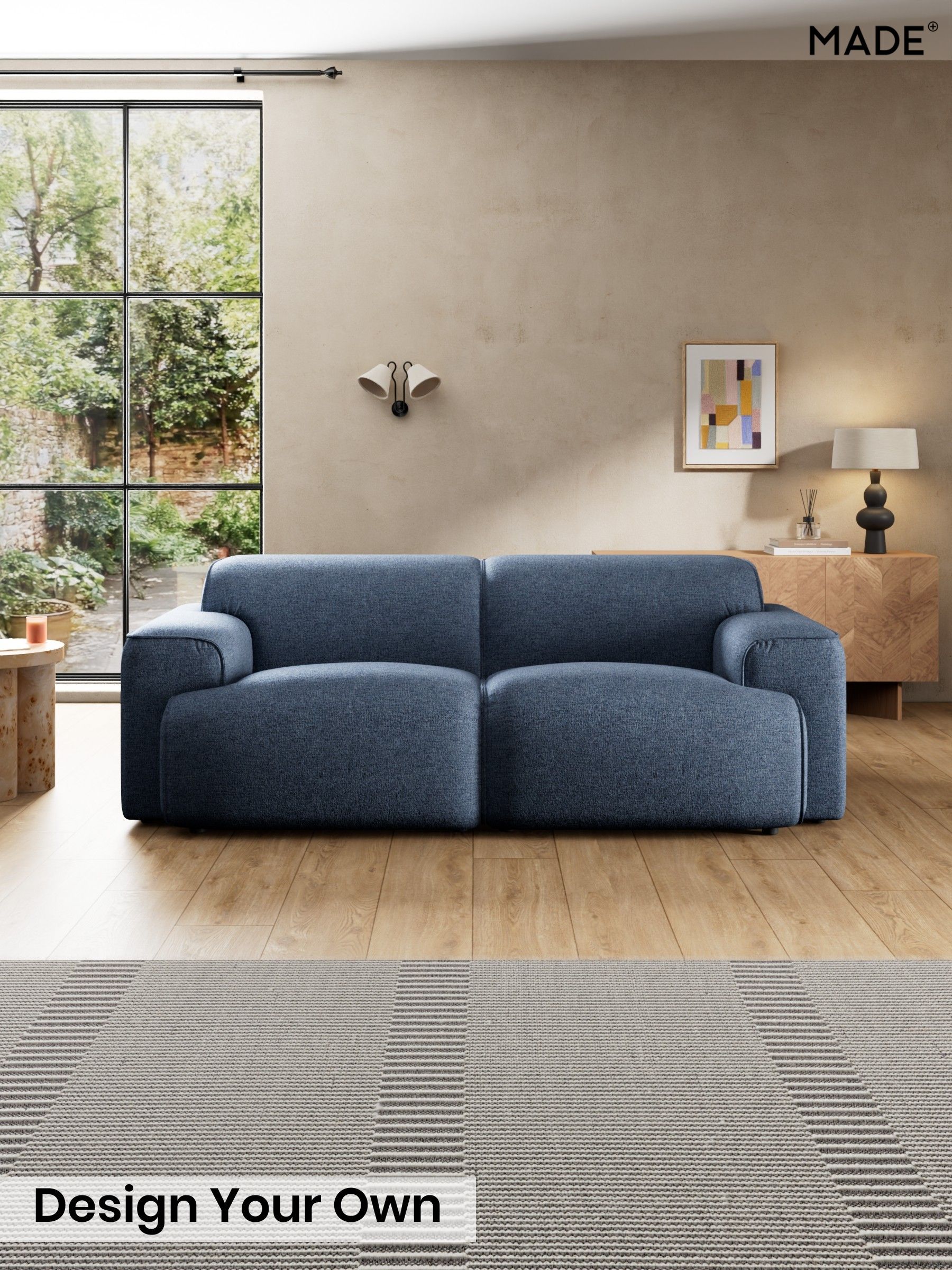 Boucle Textured Weave/Slate Blue - Avalon By Made
