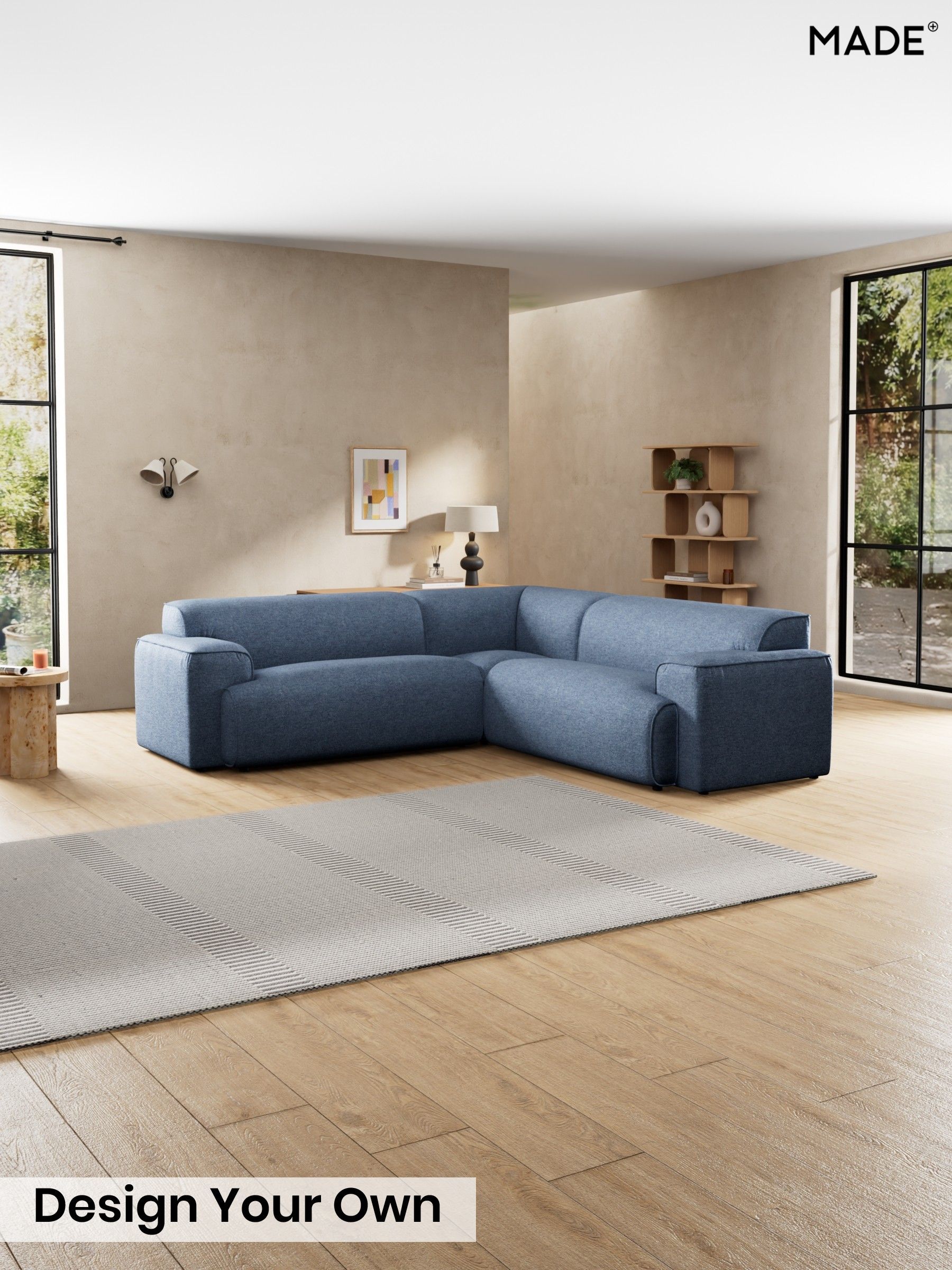 Boucle Textured Weave/Slate Blue - Avalon By Made