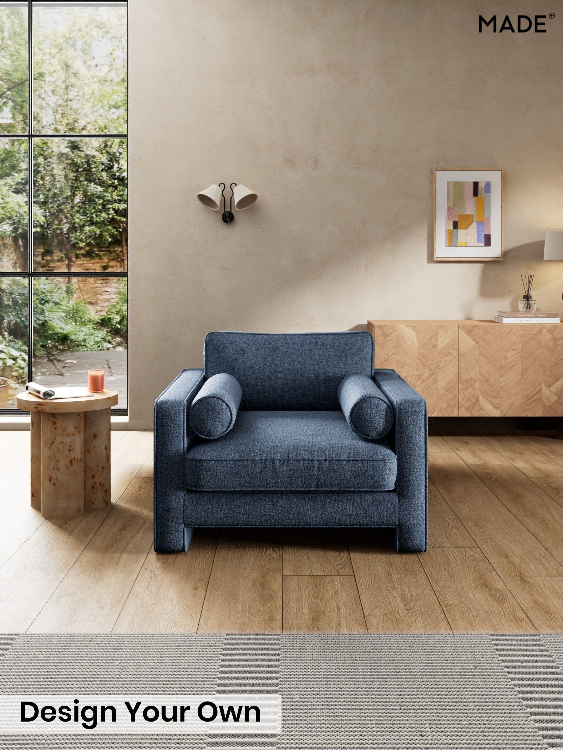 Boucle Textured Weave/Slate Blue - Holloway By Made