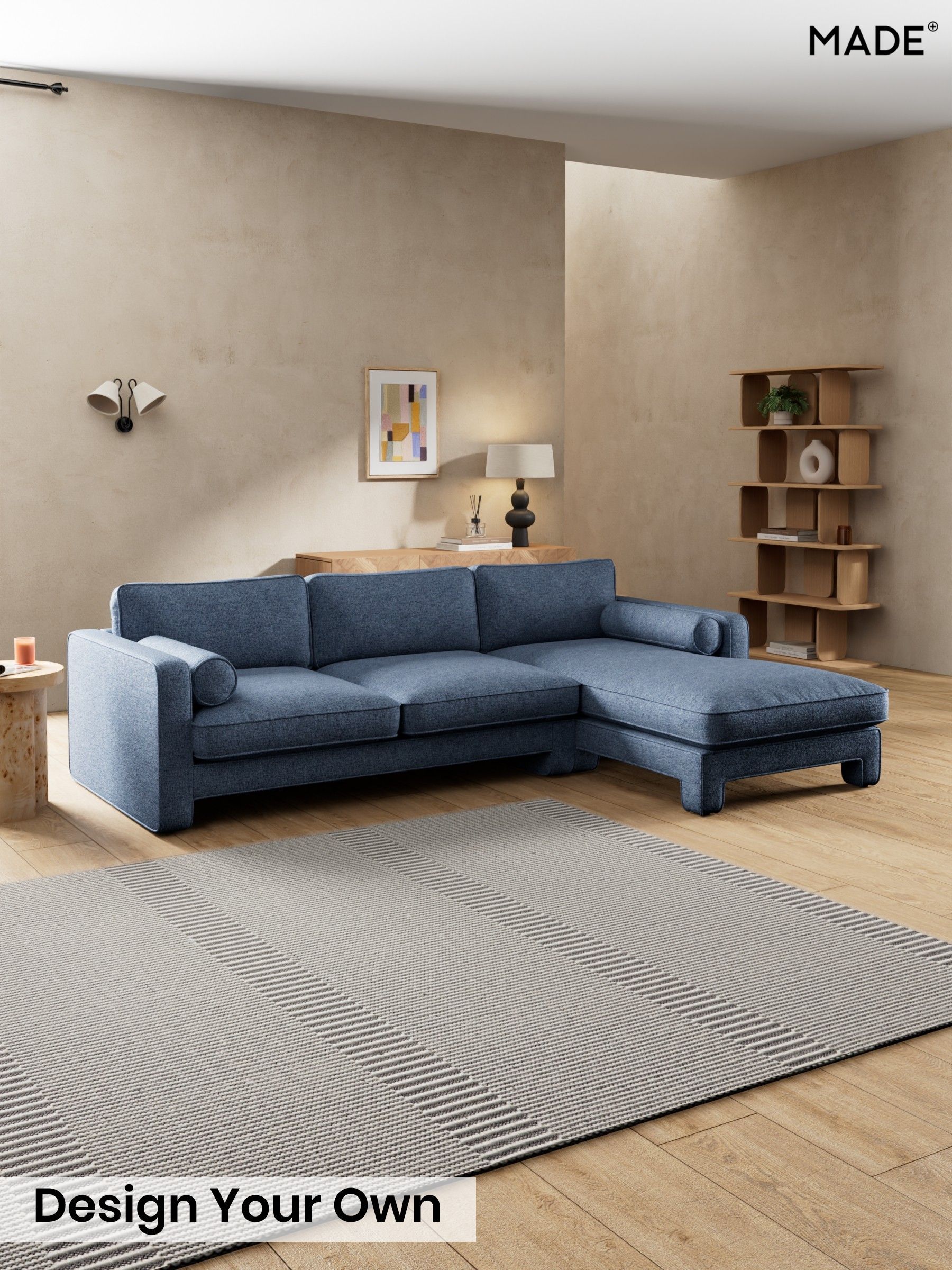 Boucle Textured Weave/Slate Blue - Holloway By Made