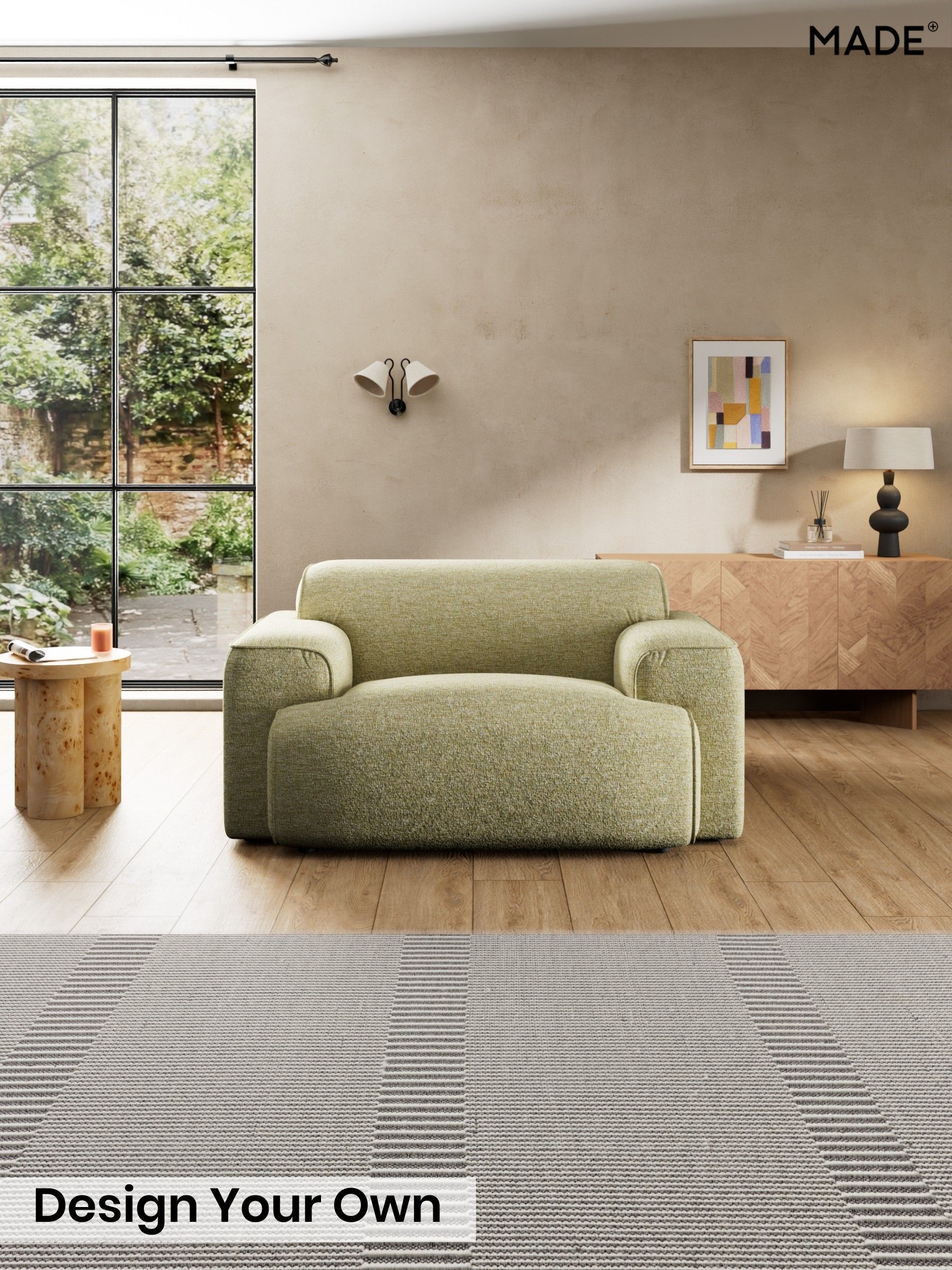 Boucle Textured Weave/Pale Fir Green - Avalon By Made