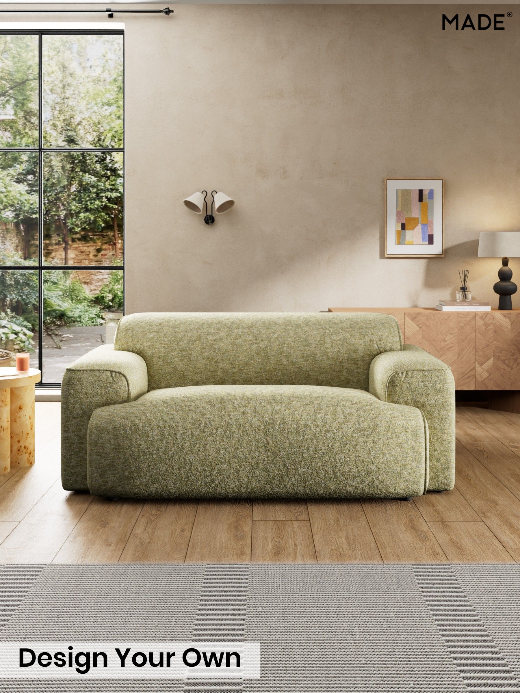 Boucle Textured Weave/Pale Fir Green - Avalon By Made