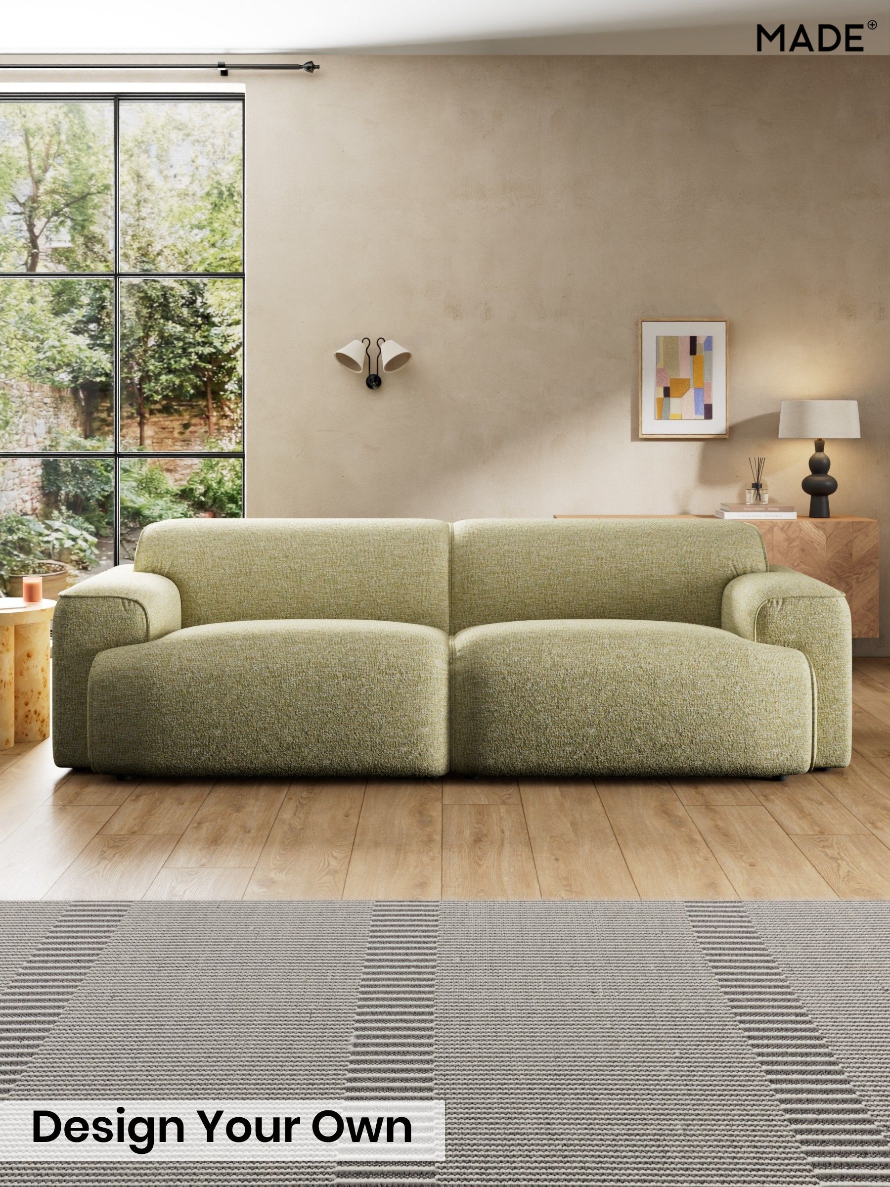Boucle Textured Weave/Pale Fir Green - Avalon By Made