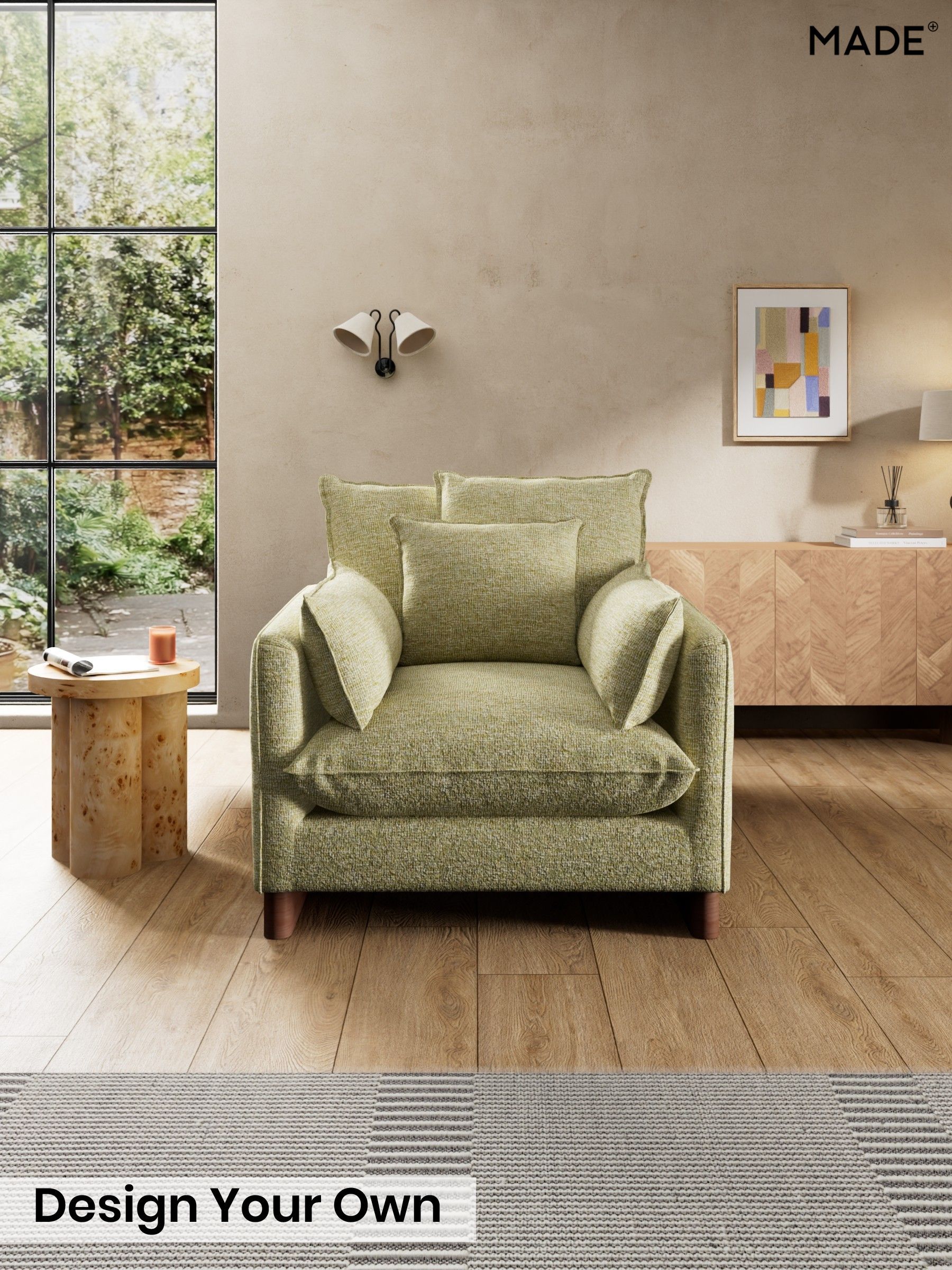 Boucle Textured Weave/Pale Fir Green - Whitby Scatter Back By Made