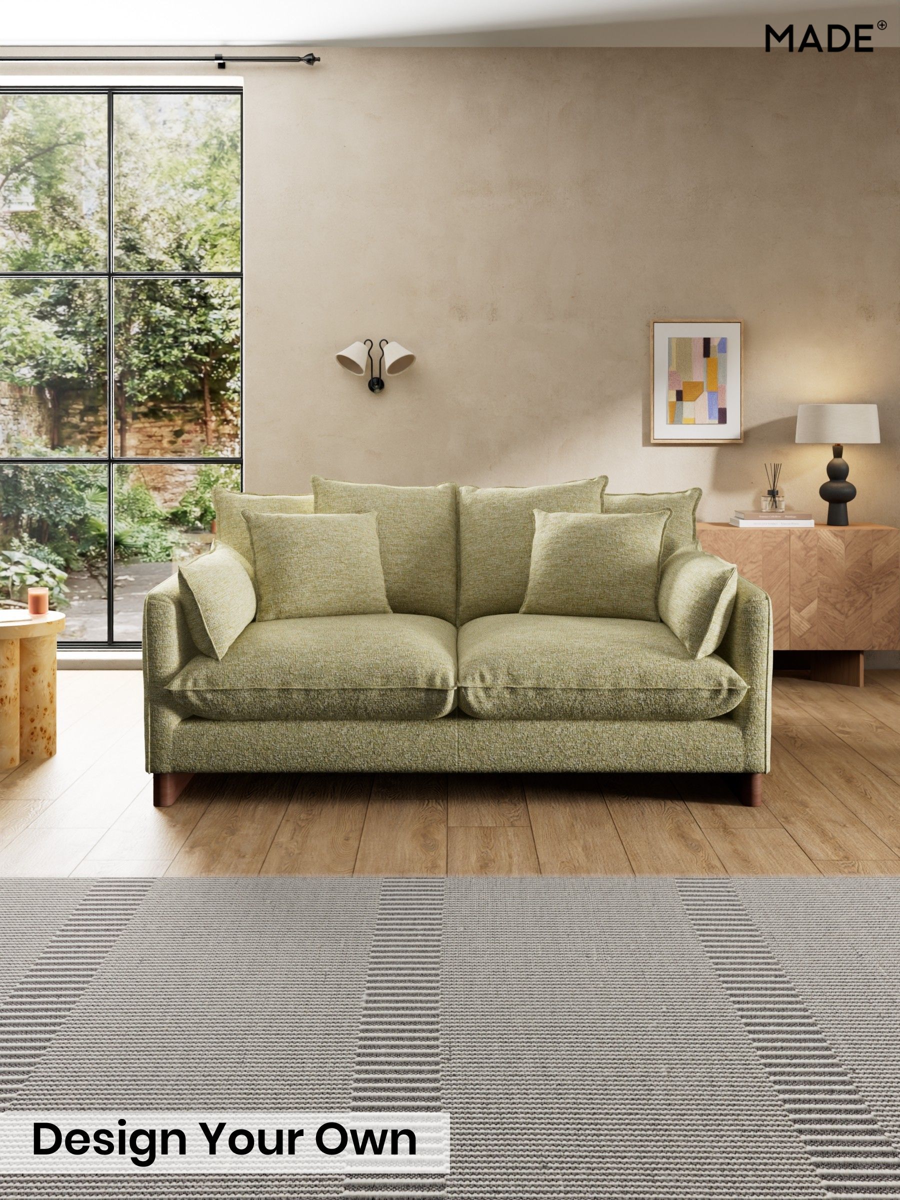Boucle Textured Weave/Pale Fir Green - Whitby Scatter Back By Made