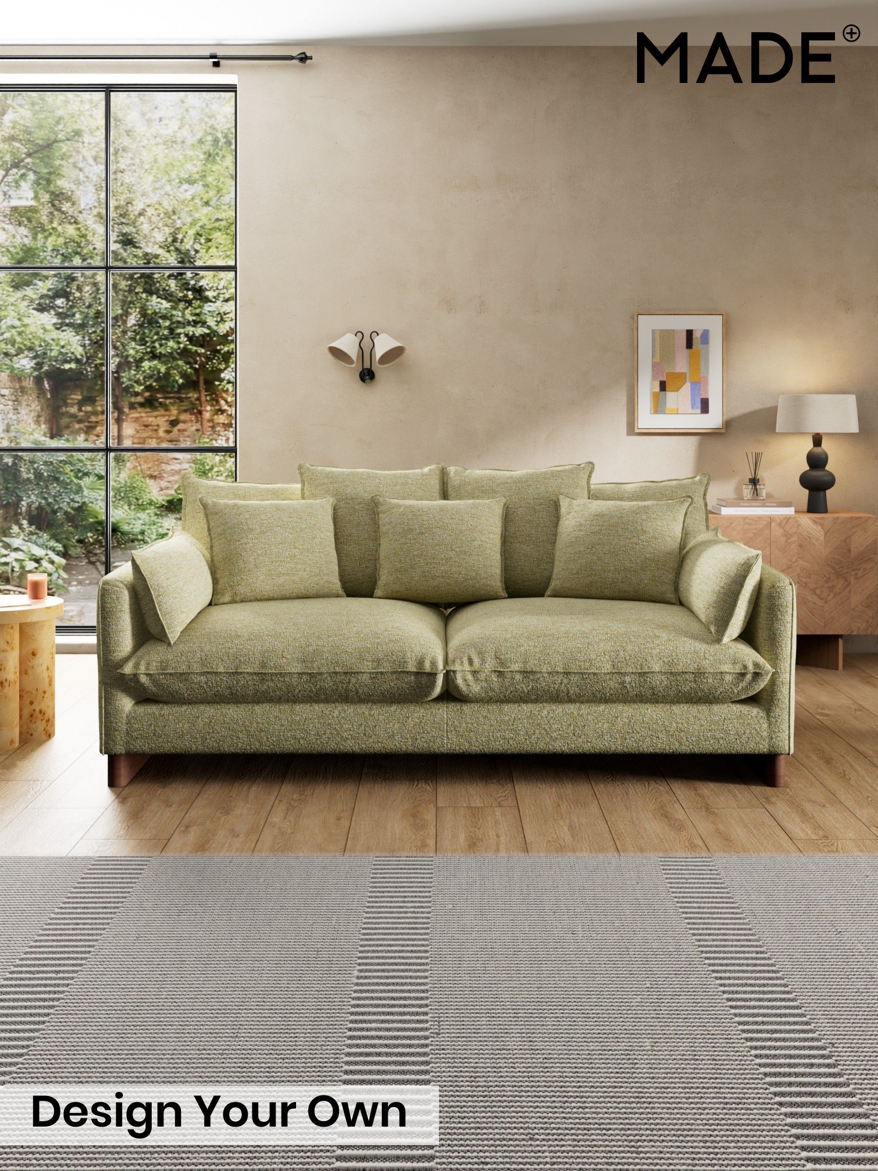 Boucle Textured Weave/Pale Fir Green - Whitby Scatter Back By Made