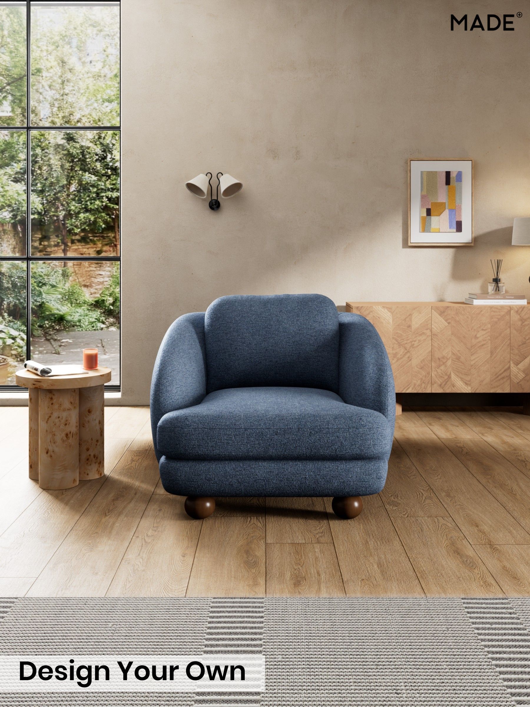 Boucle Textured Weave/Slate Blue - Madris By Made